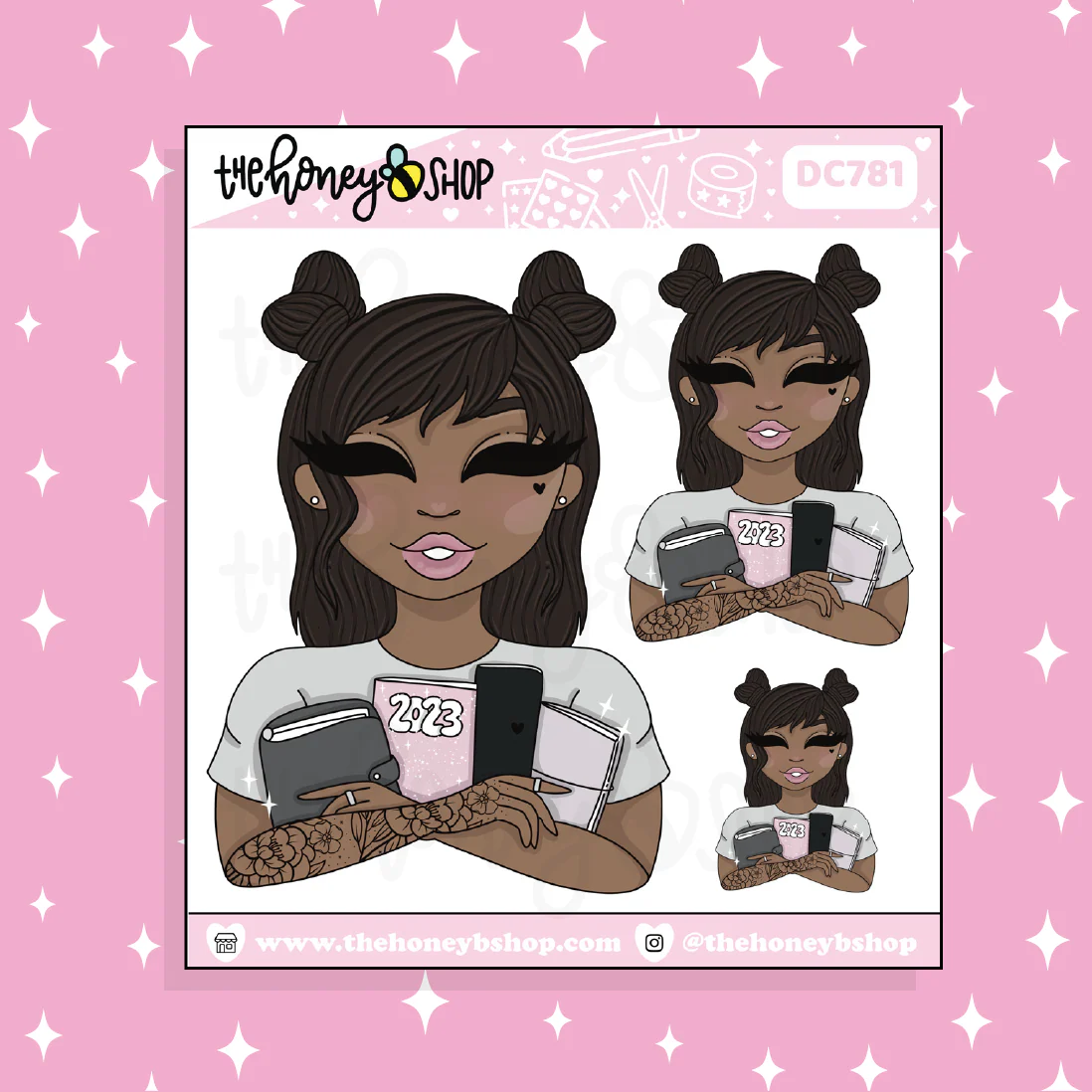 2023 Planner Babe Doodle Sticker | Choose your Skin Tone! - Image 3