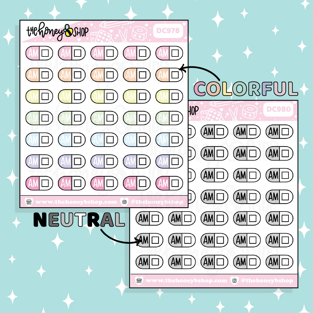 AM Pill Routine Doodle Sticker | Choose Your Color Option!