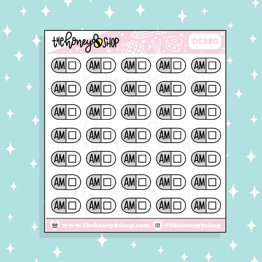 AM Pill Routine Doodle Sticker | Choose Your Color Option! - Image 3