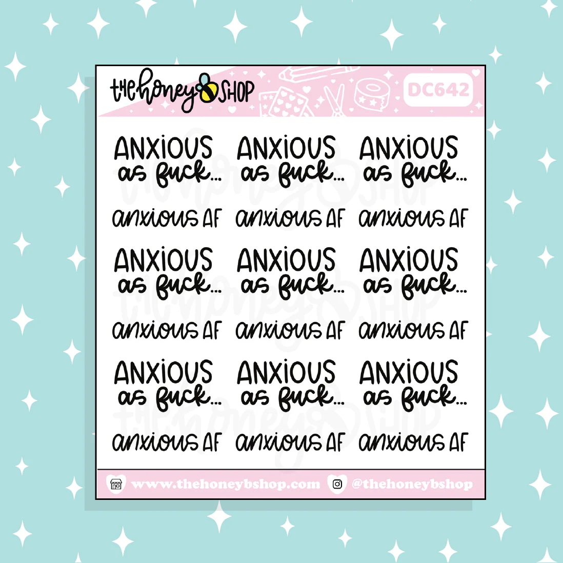 Anxious AF Lettering Doodle Sticker