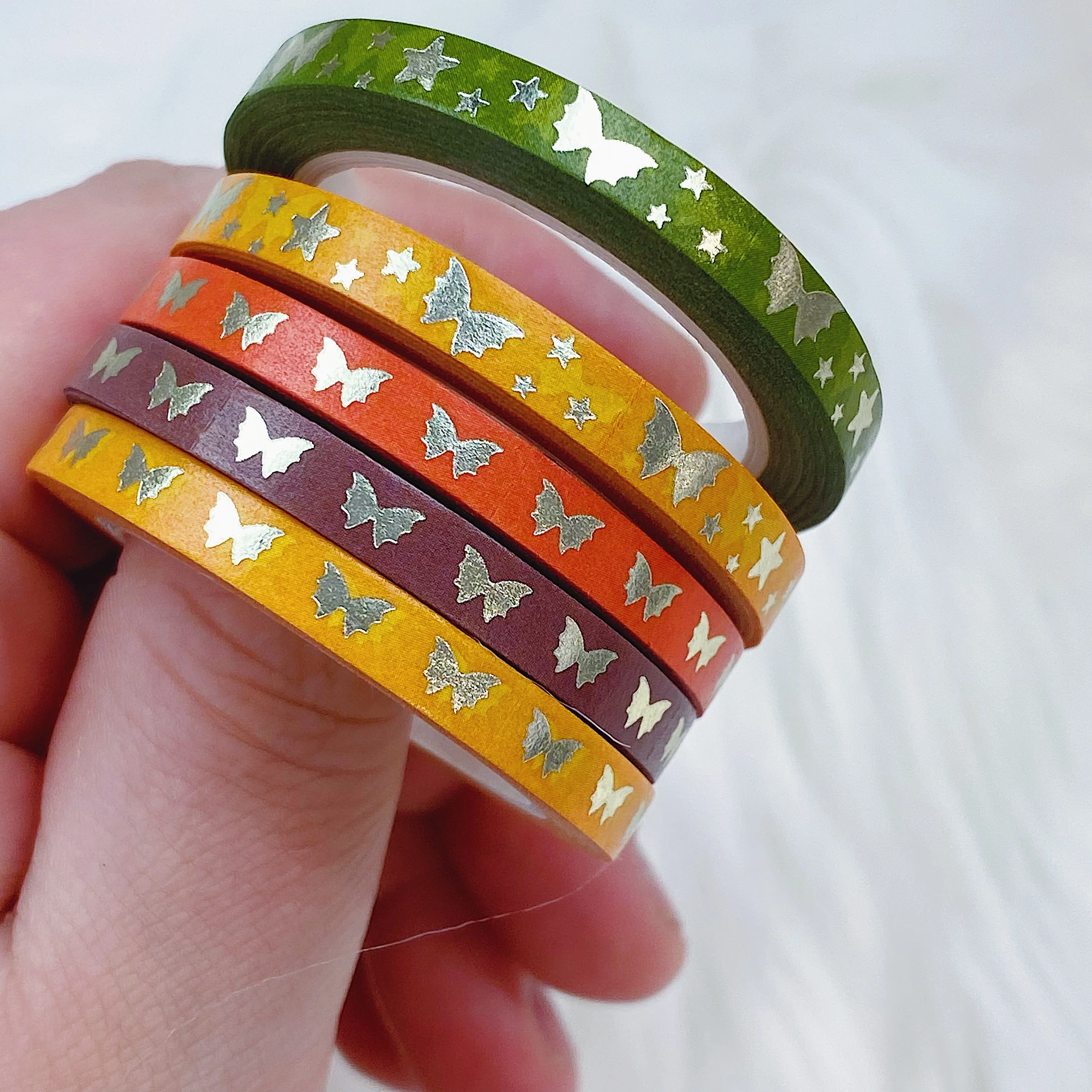 Autumn Harvest Baby Bat Bows Perforated Header Washi Bundle | (5) 5MM Tapes