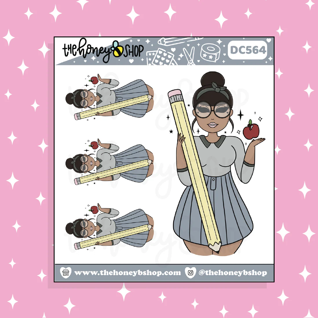 Back to School Neutral Babe Doodle Sticker | Choose your Skin Tone!