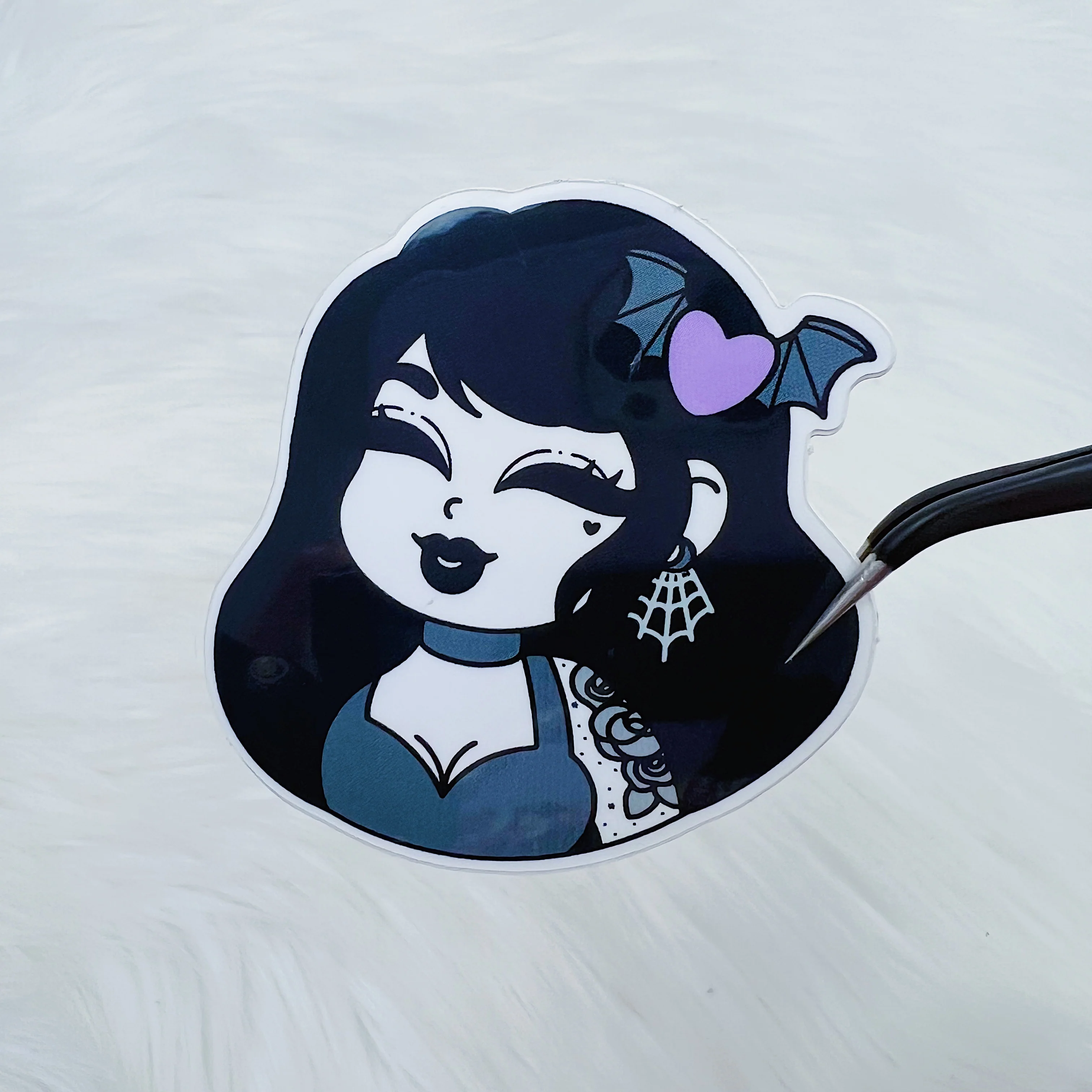 Batty Goth Babe Vinyl Sticker Die Cut