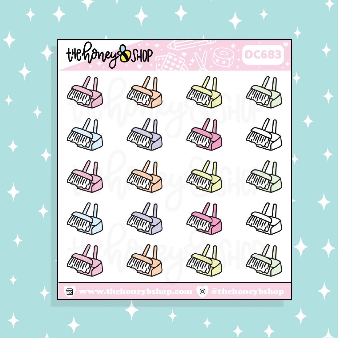 Broom + Dust Pan Doodle Sticker | Choose Your Color Option! - Image 2