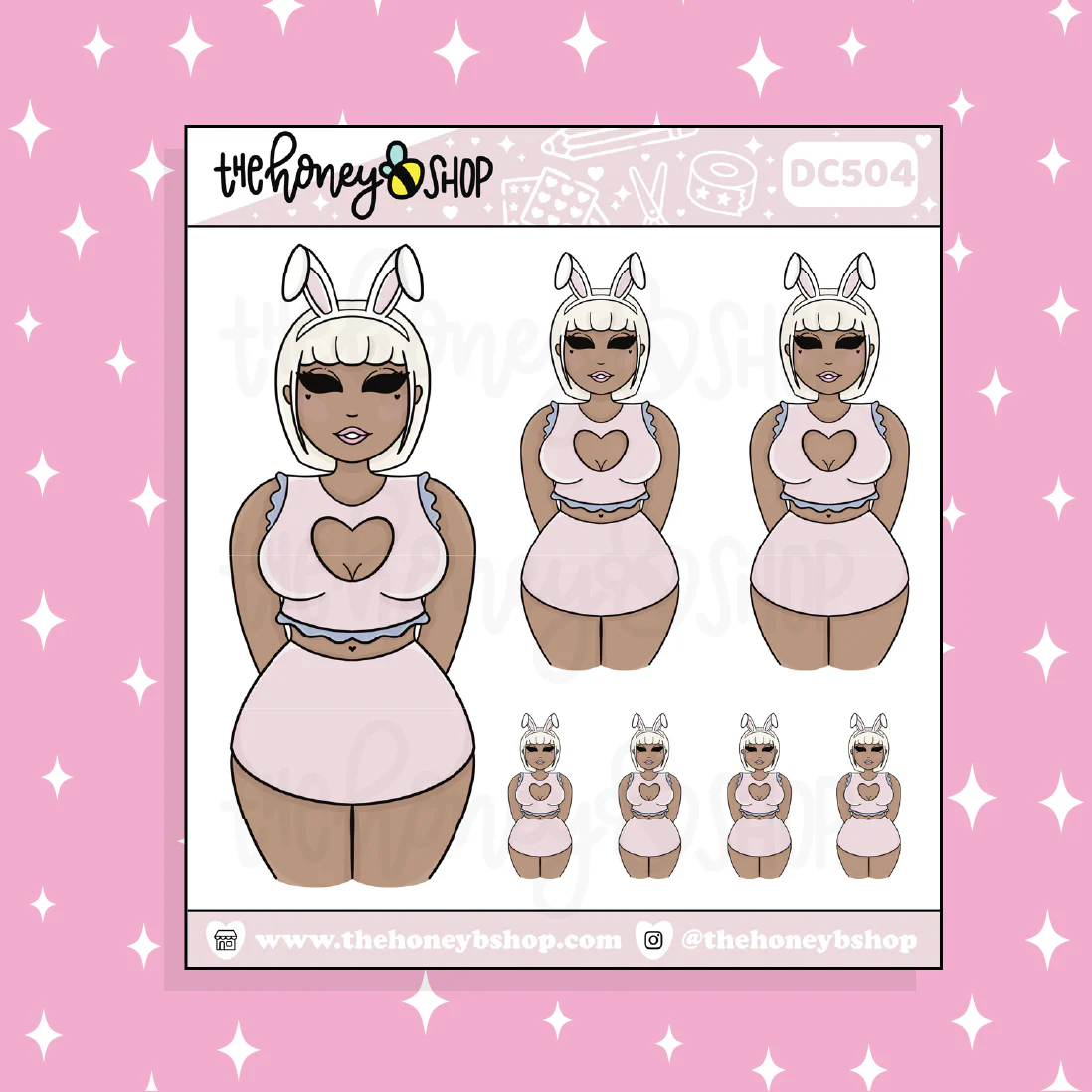 Bunny Babe Doodle Sticker | Choose your Skin Tone! - Image 2