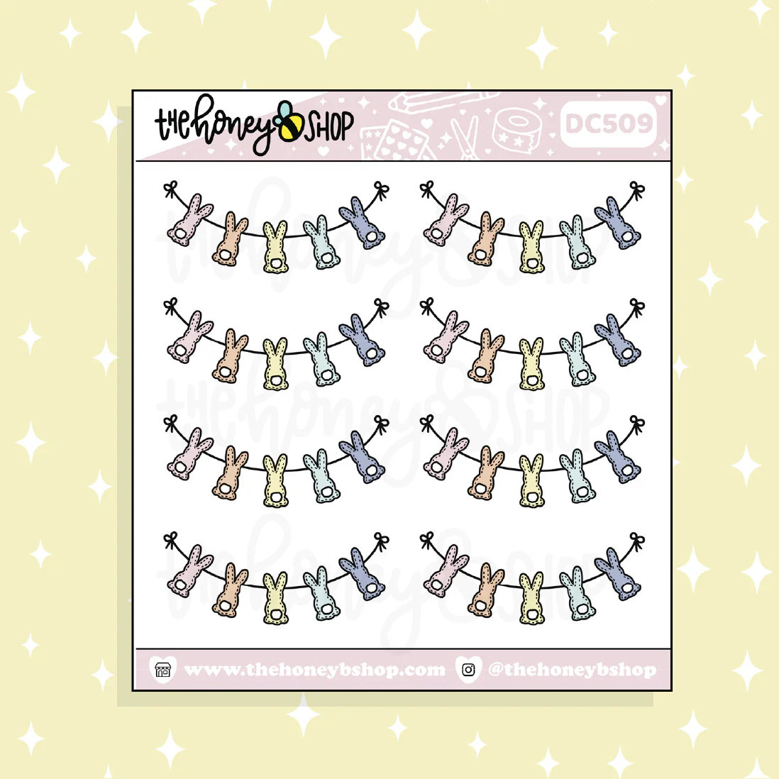 Bunny Banner Doodle Sticker