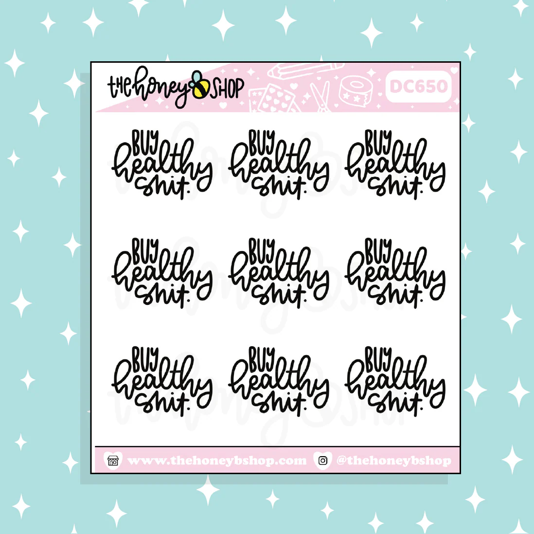 Buy Healthy Shit Lettering Doodle Sticker