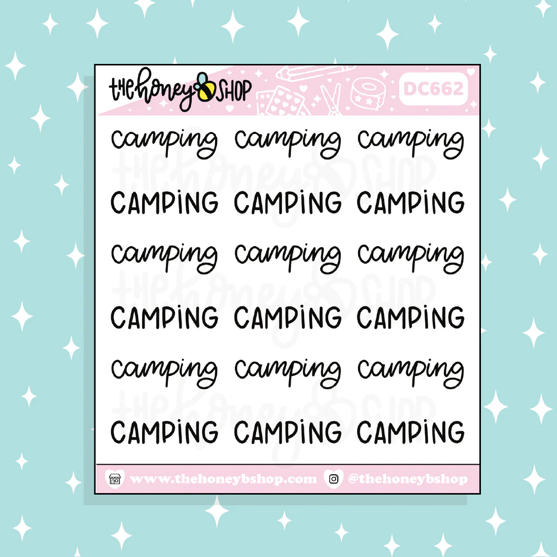 Camping Lettering Doodle Sticker