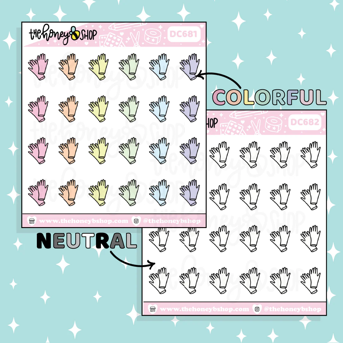 Cleaning Gloves Doodle Sticker | Choose Your Color Option!