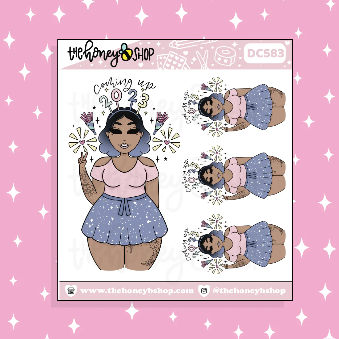 Coming Up 2023 New Year Babe Doodle Sticker | Choose your Skin Tone! - Image 2