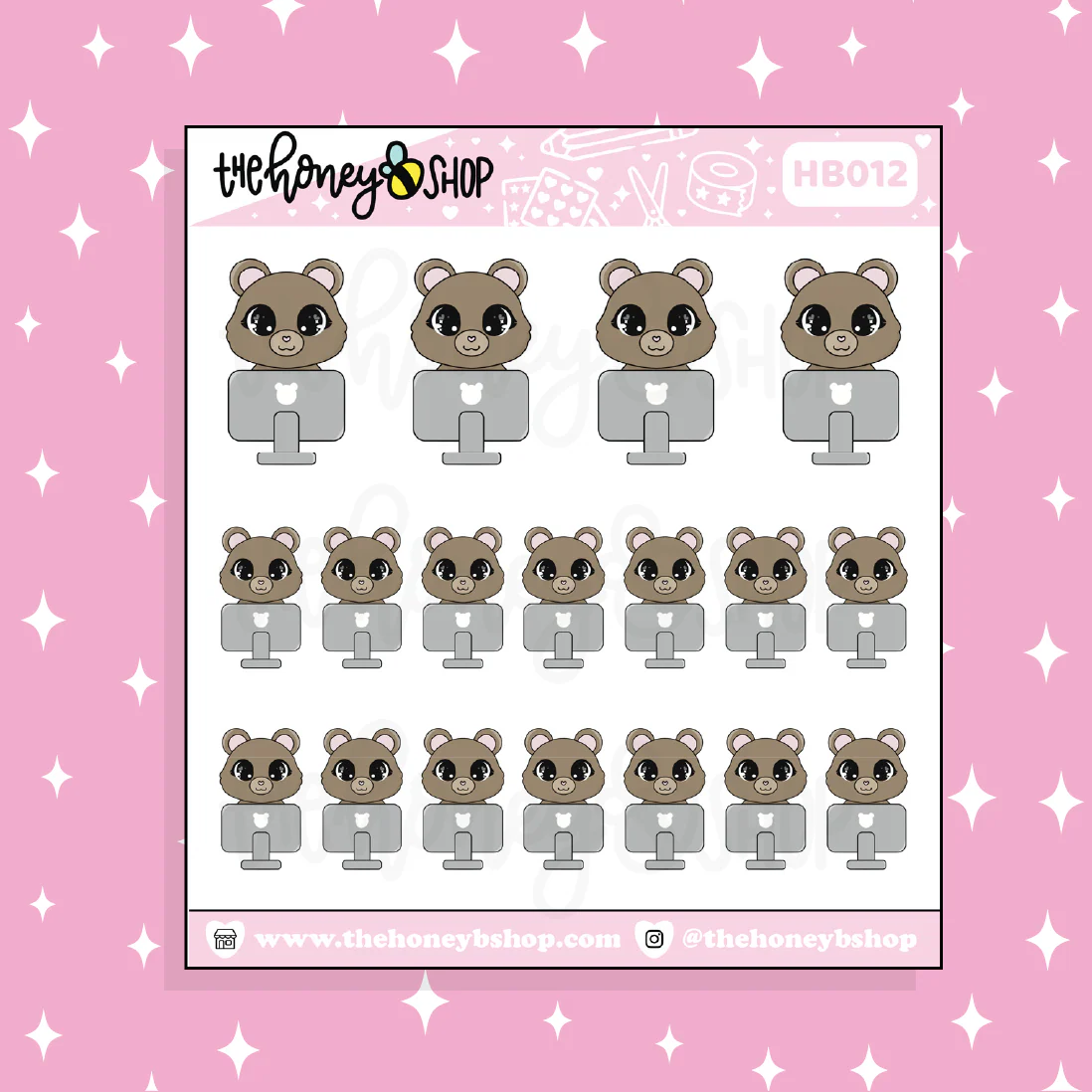 Computer Honey Bear Doodle Sticker | Choose Your Version - Image 2