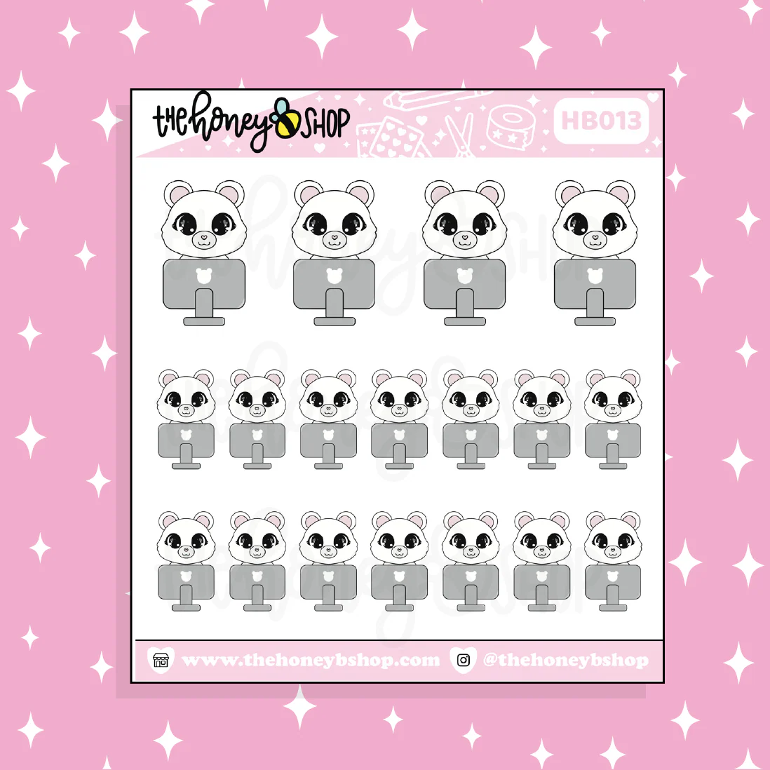 Computer Honey Bear Doodle Sticker | Choose Your Version - Image 3