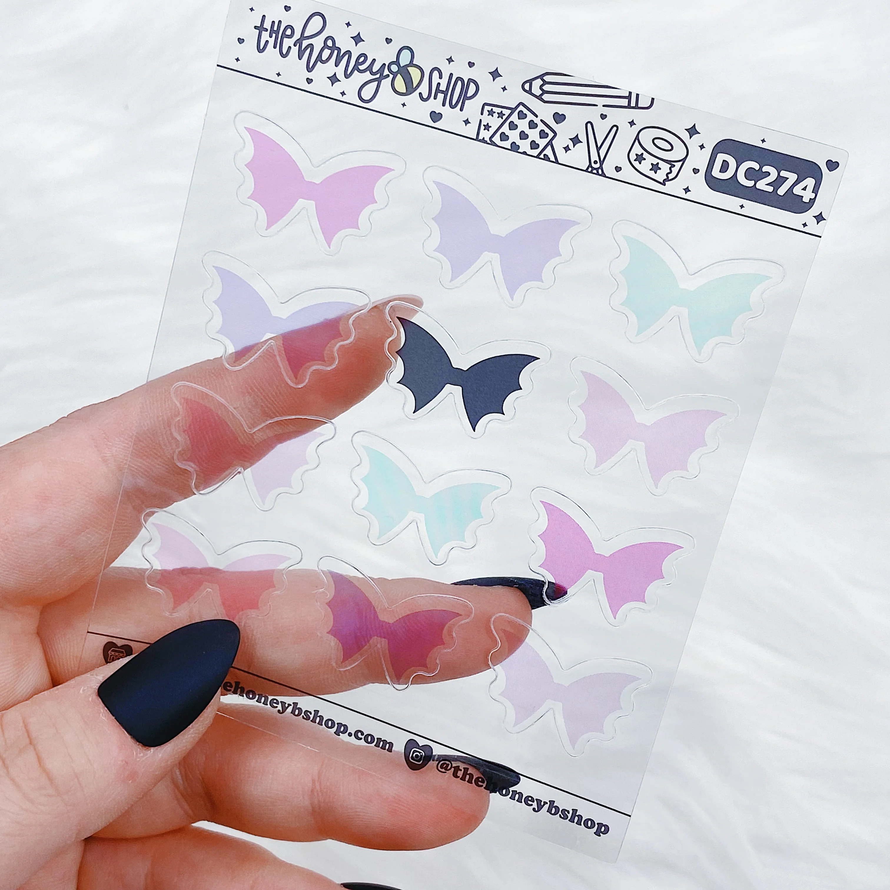 Clear Bat Bow Stickers - Image 2