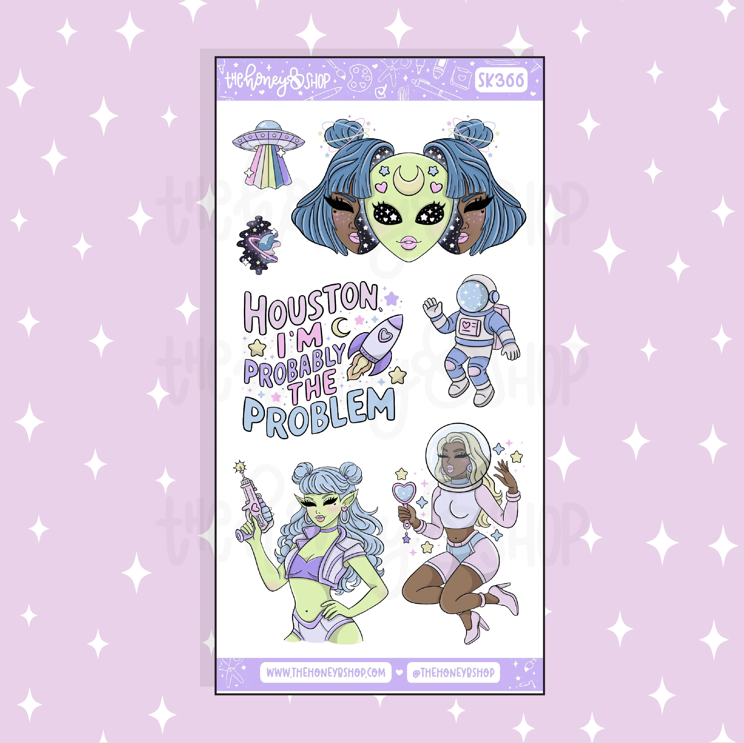 Cosmic Cutie Large Babe Deco Doodle Sticker | A La Carte | Choose your Skin Tone! - Image 3