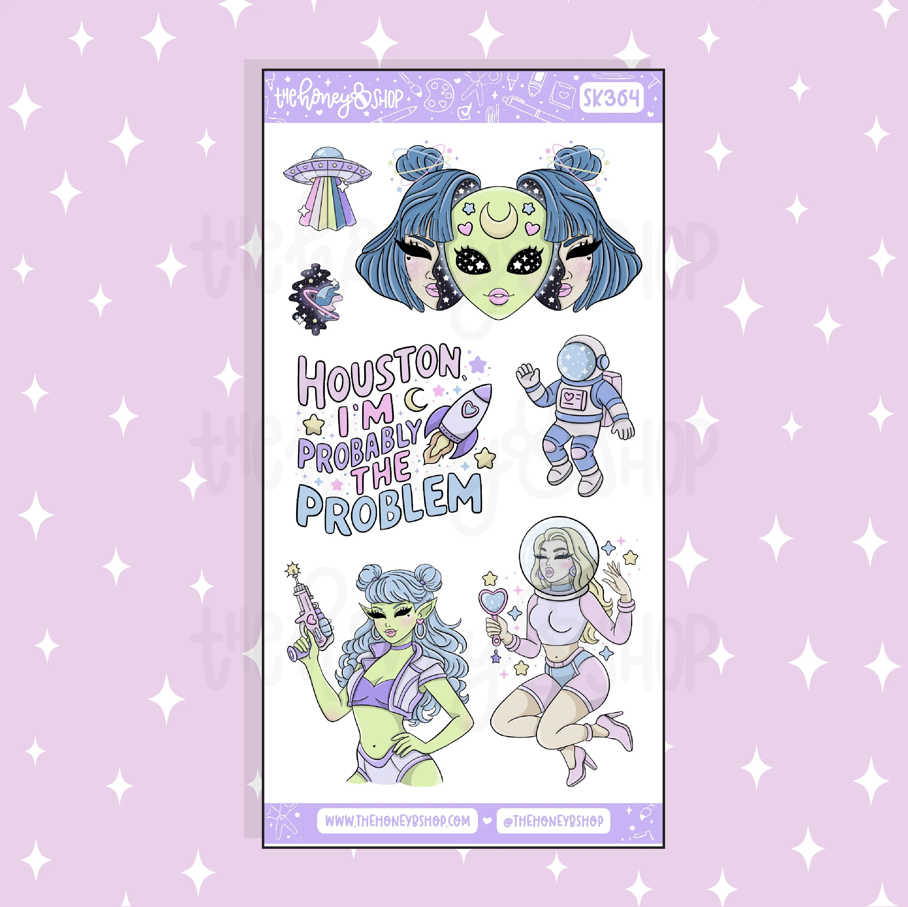 Cosmic Cutie Large Babe Deco Doodle Sticker | A La Carte | Choose your Skin Tone! - Image 4