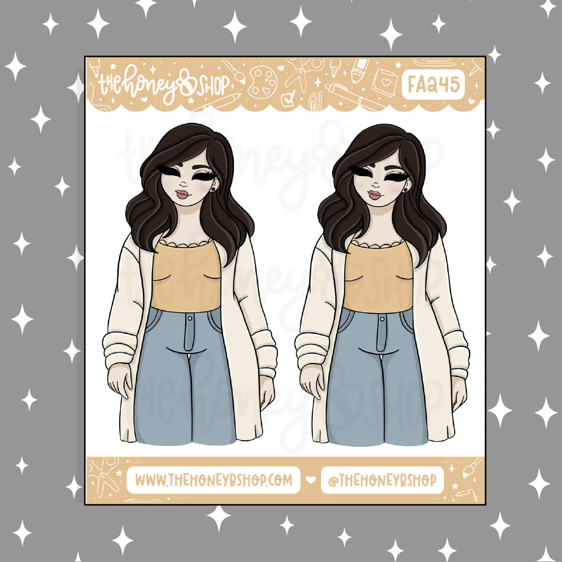 Cozy Cardigan Babe Doodle Sticker | Choose your Skin Tone! - Image 3