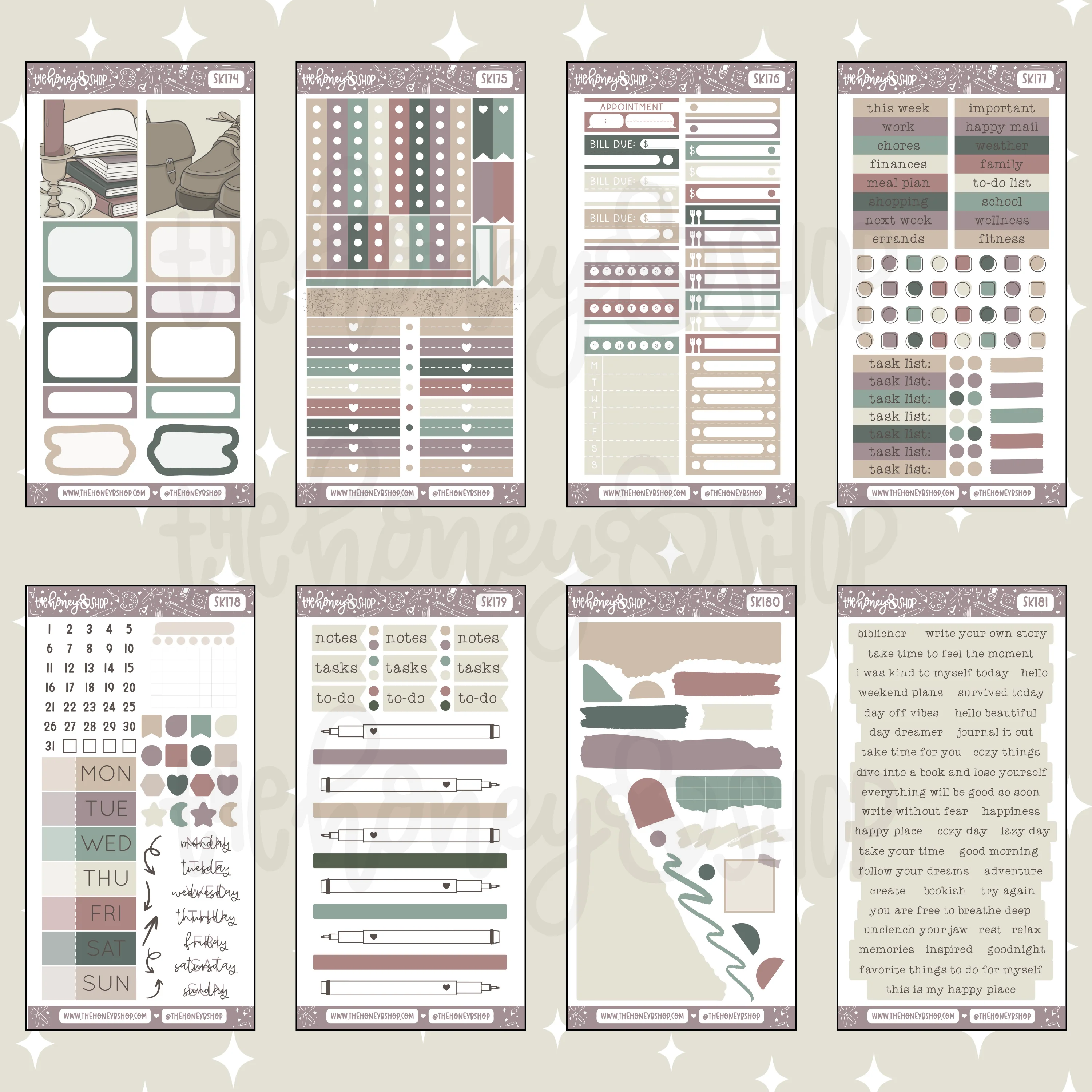 Dark Academia | 10 Page Weekly Kit | Choose your Skin Tone! - Image 3