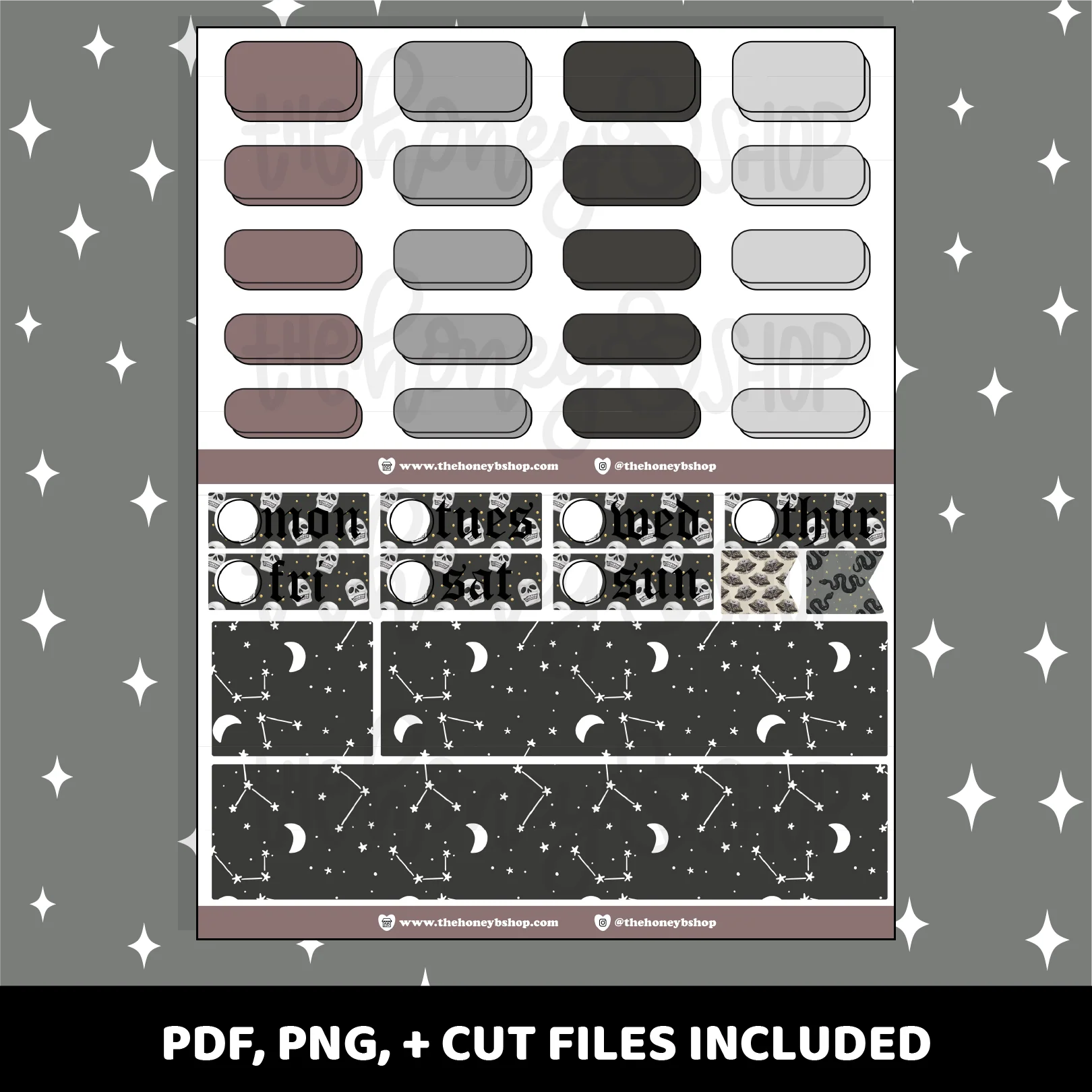 Darkness Printable Weekly Kit | Vertical Planner | Printable Planner Stickers - Image 3
