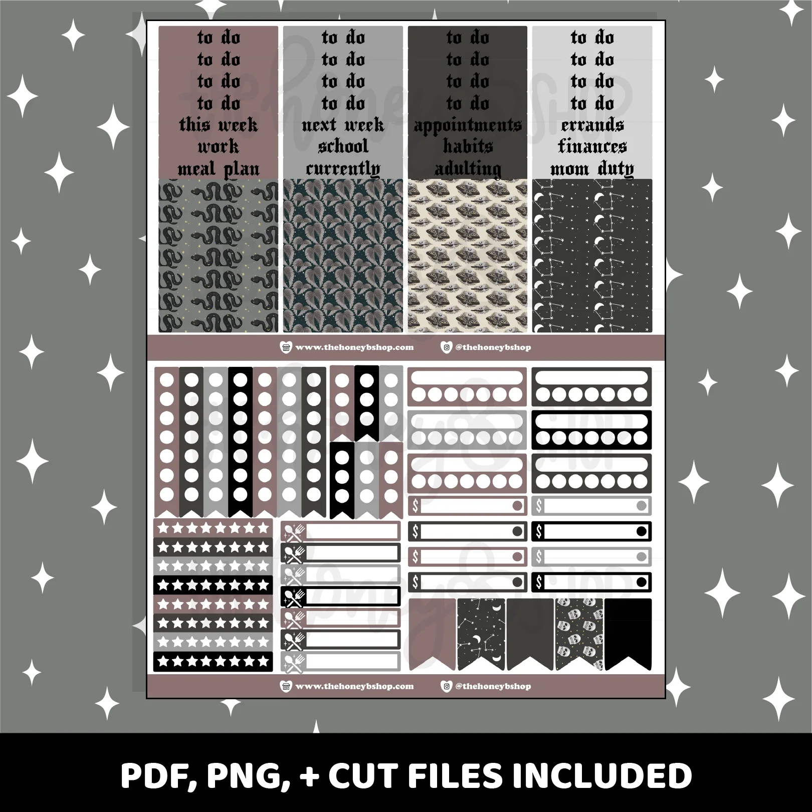 Darkness Printable Weekly Kit | Vertical Planner | Printable Planner Stickers - Image 4