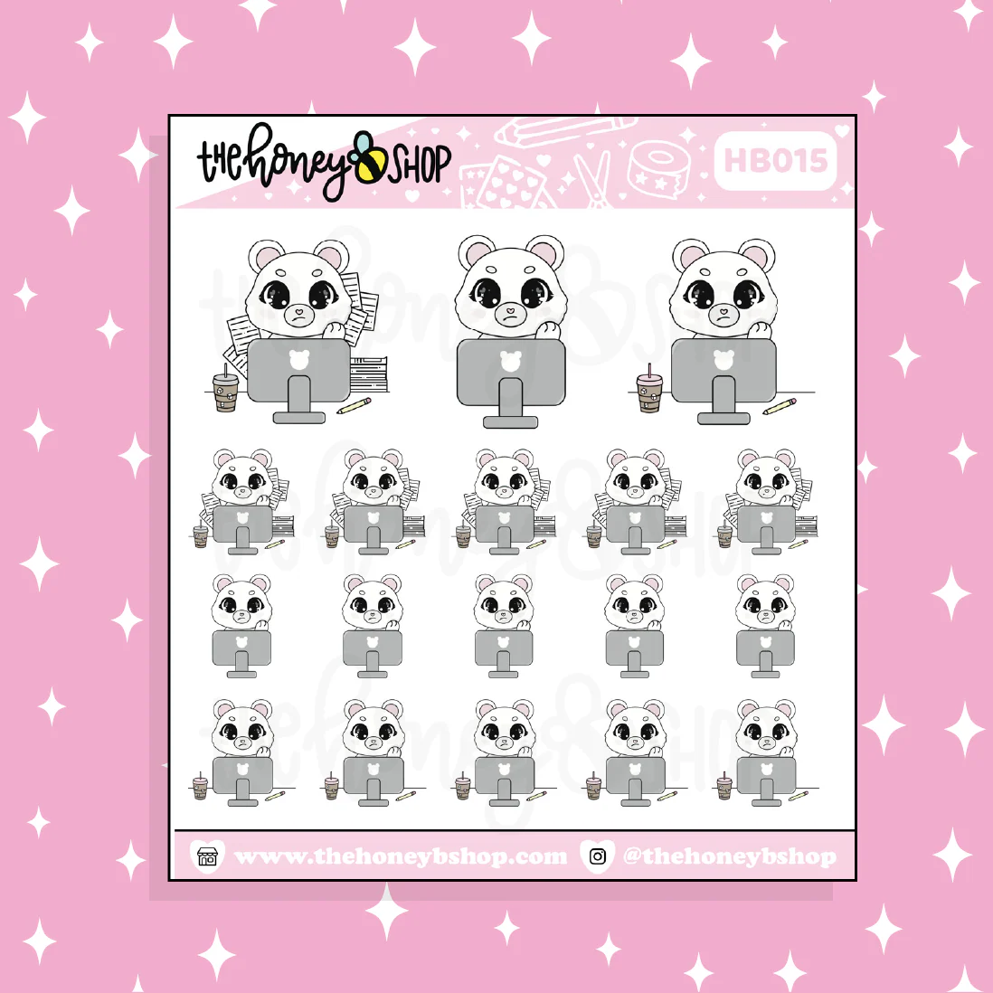 Deadline / Studying Honey Bear Doodle Sticker | Choose Your Version - Image 3