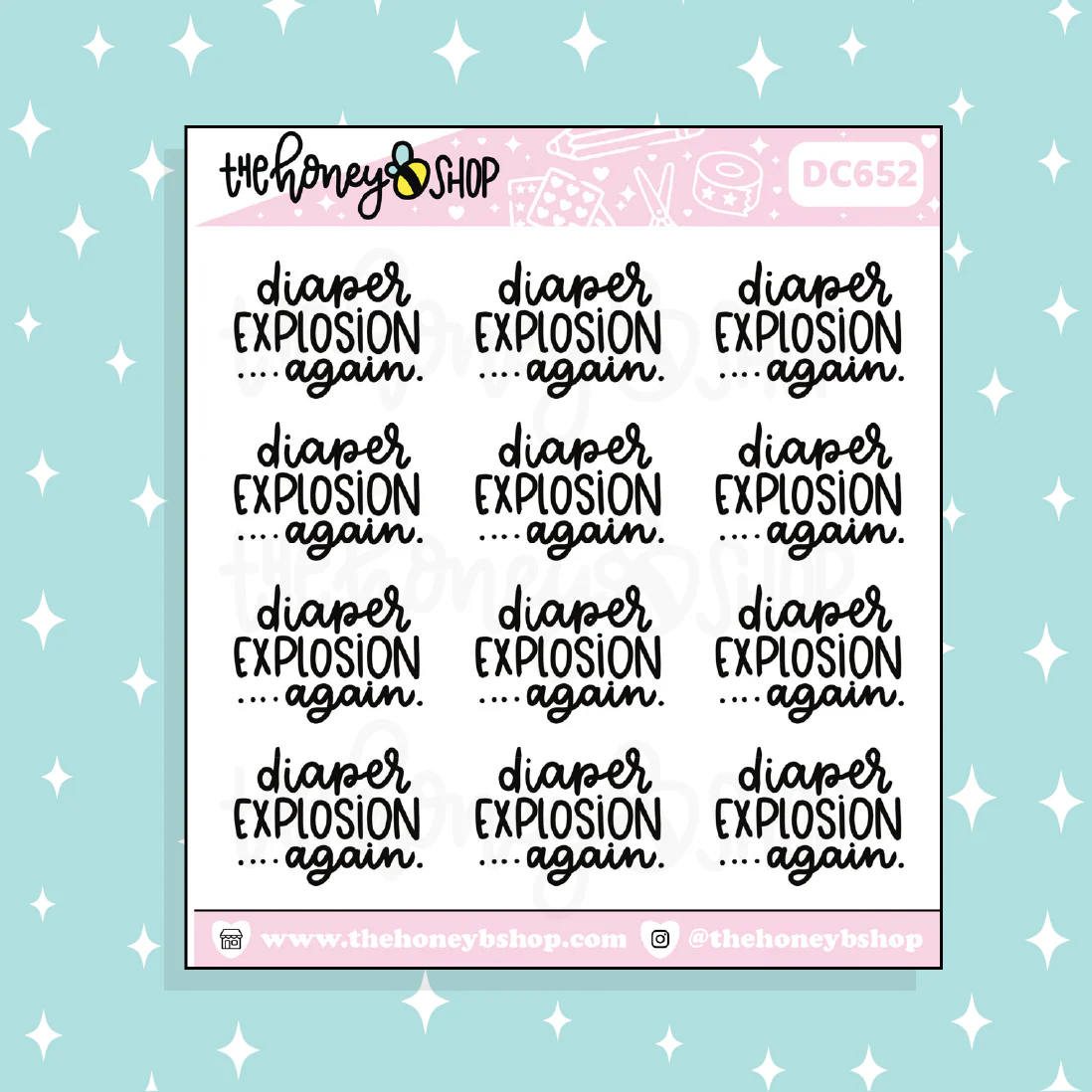 Diaper Explosion...Again Lettering Doodle Sticker