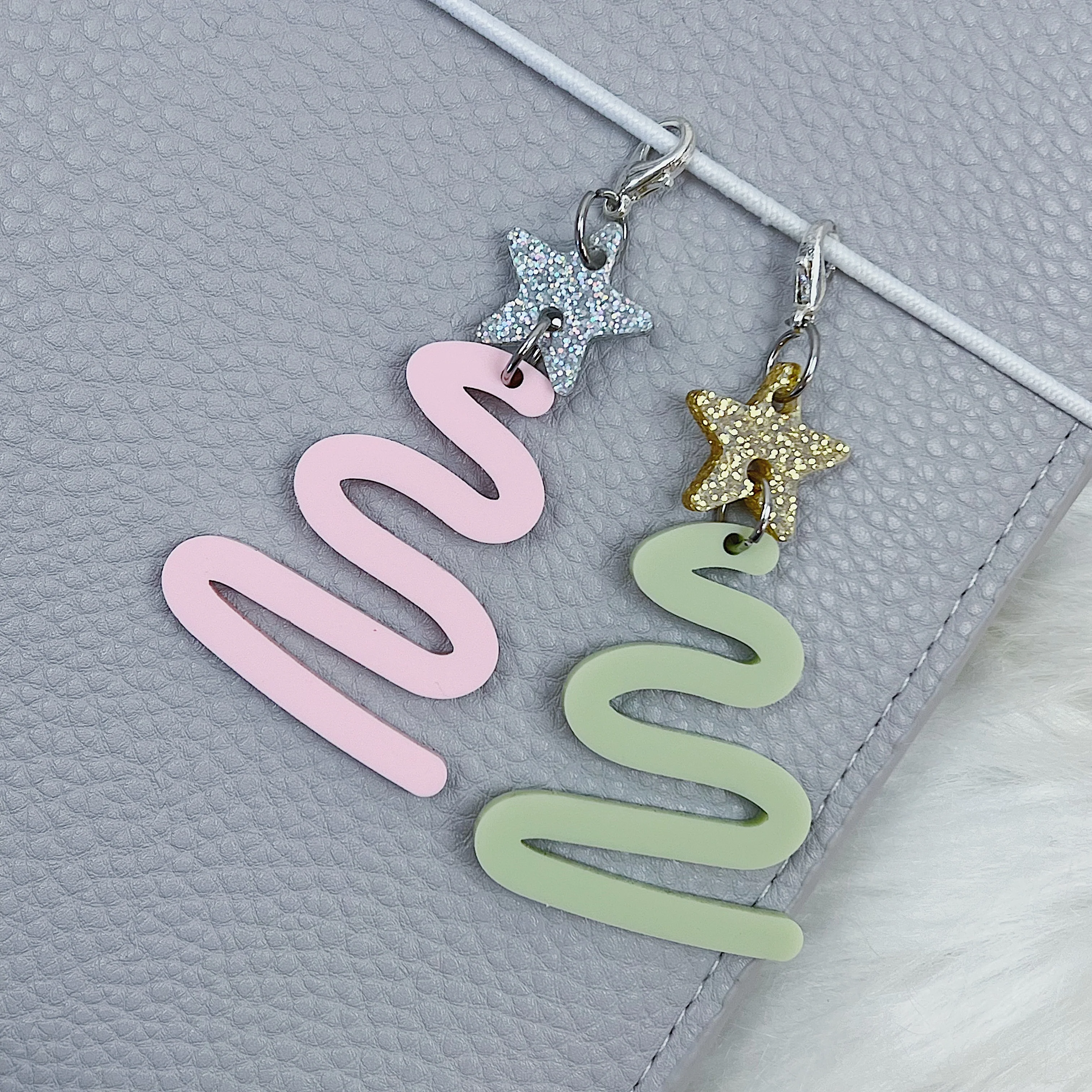 Doodle Christmas Tree + Star Dangle Acrylic Charm | Choose Your Color! - Image 5