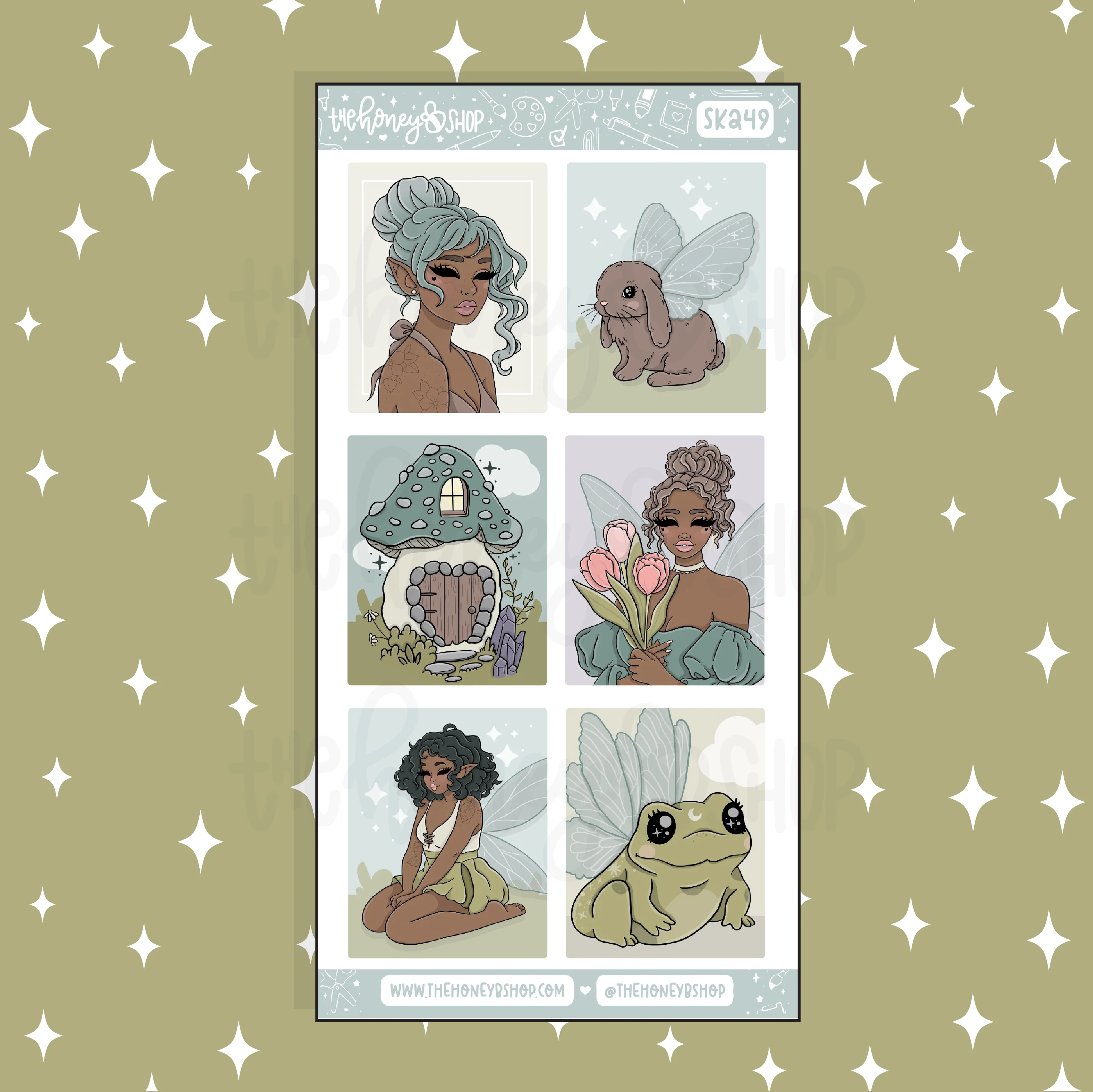 Fairycore Full Boxes Doodle Sticker | A La Carte | Choose your Skin Tone - Image 3