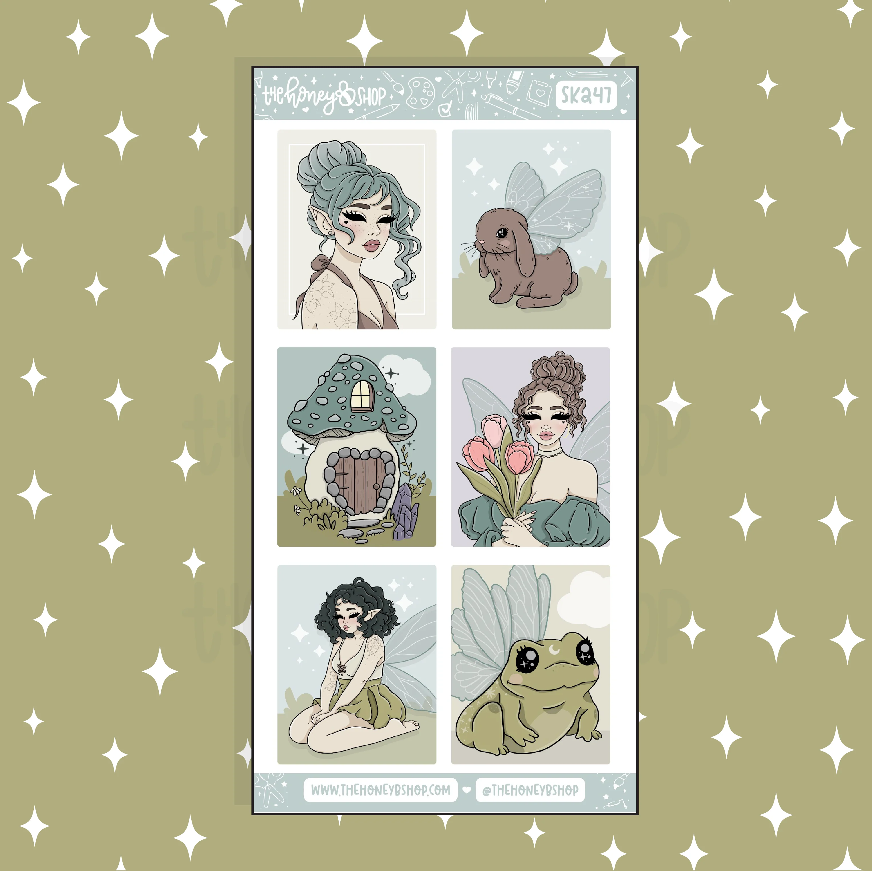 Fairycore Full Boxes Doodle Sticker | A La Carte | Choose your Skin Tone - Image 4