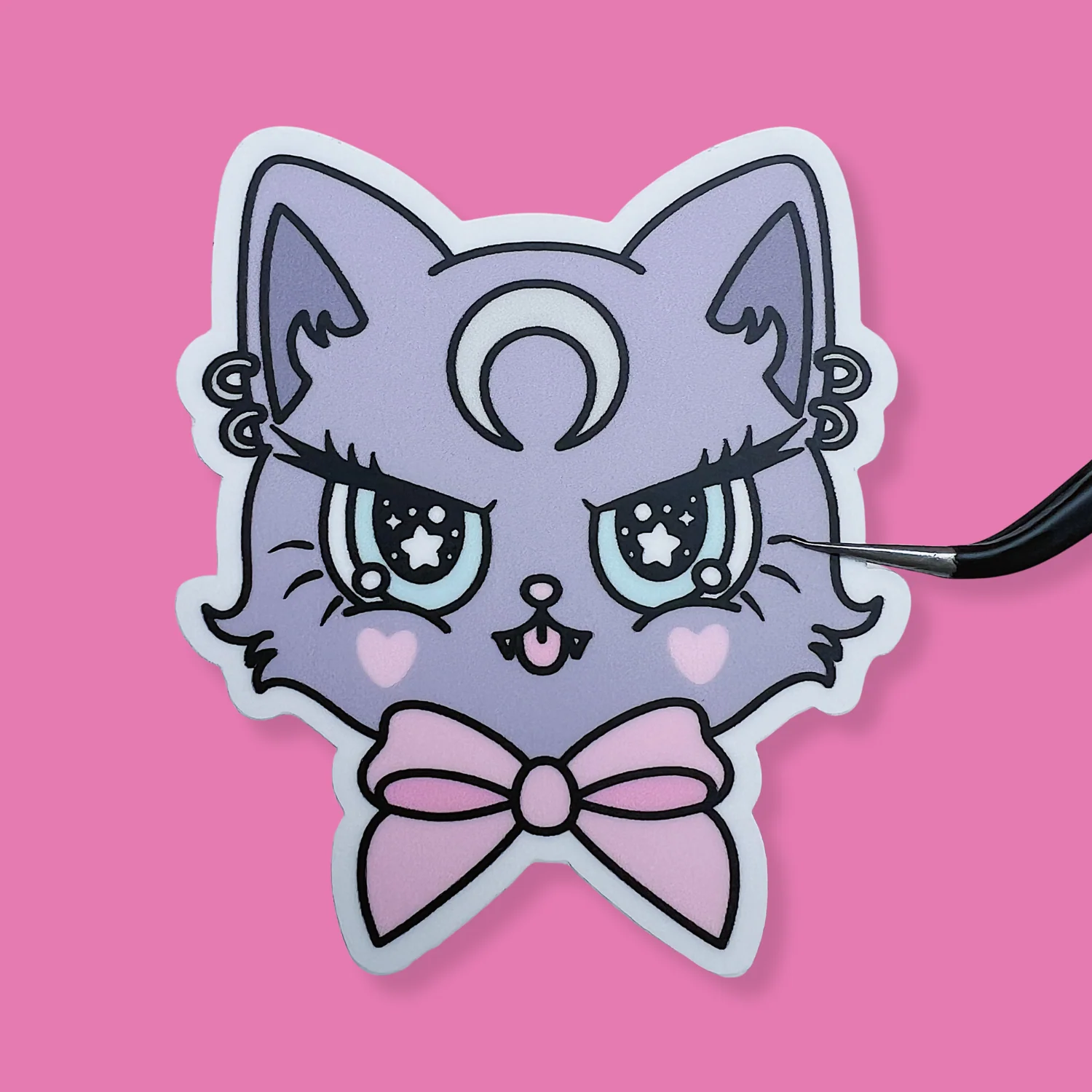Fierce Moon Kitty Vinyl Sticker Die Cut
