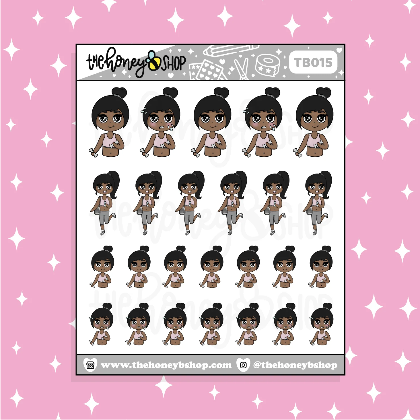 Fitness BabeBees Doodle Sticker | Choose Your Skin Tone! - Image 3