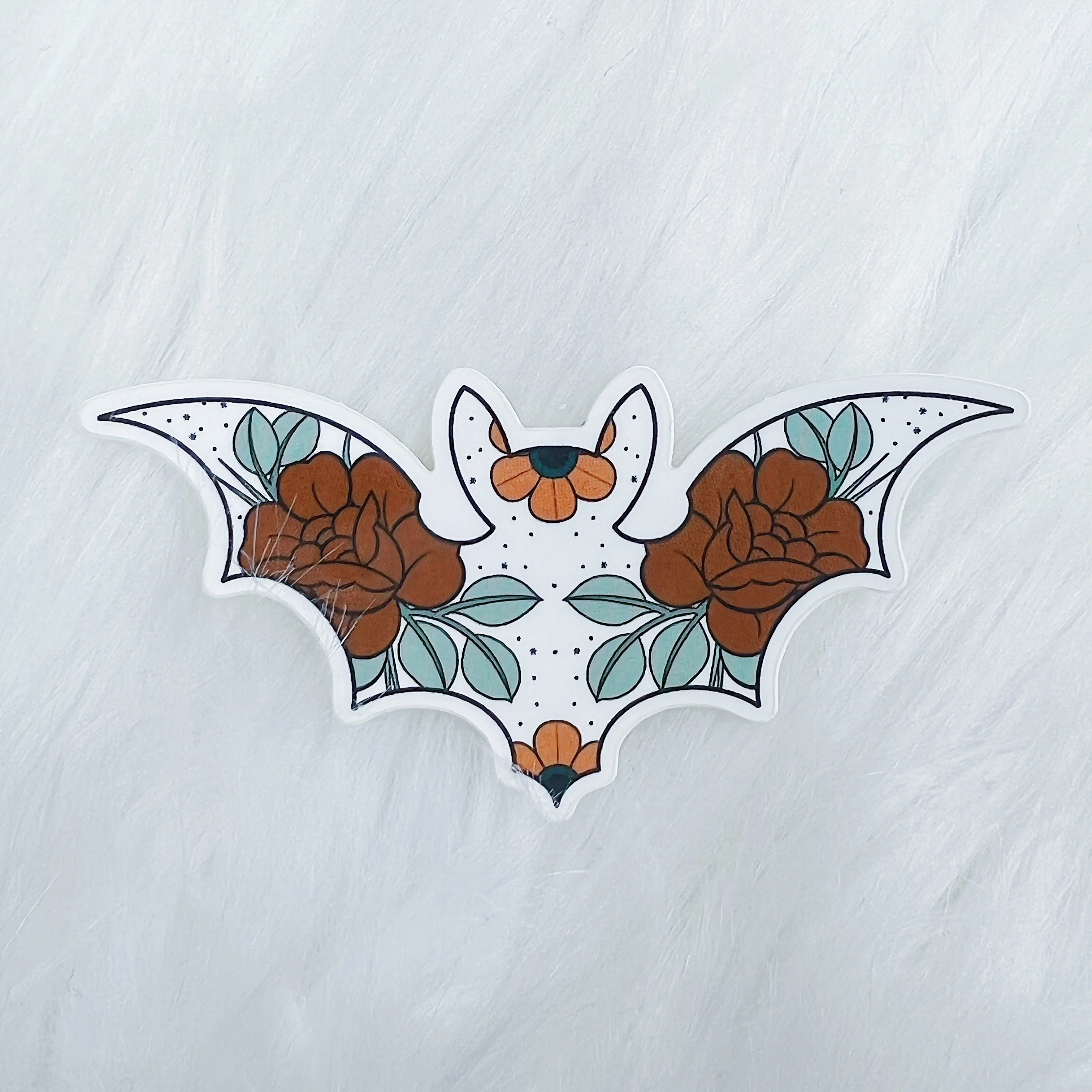 Floral Bat Vinyl Sticker Die Cut - Image 2