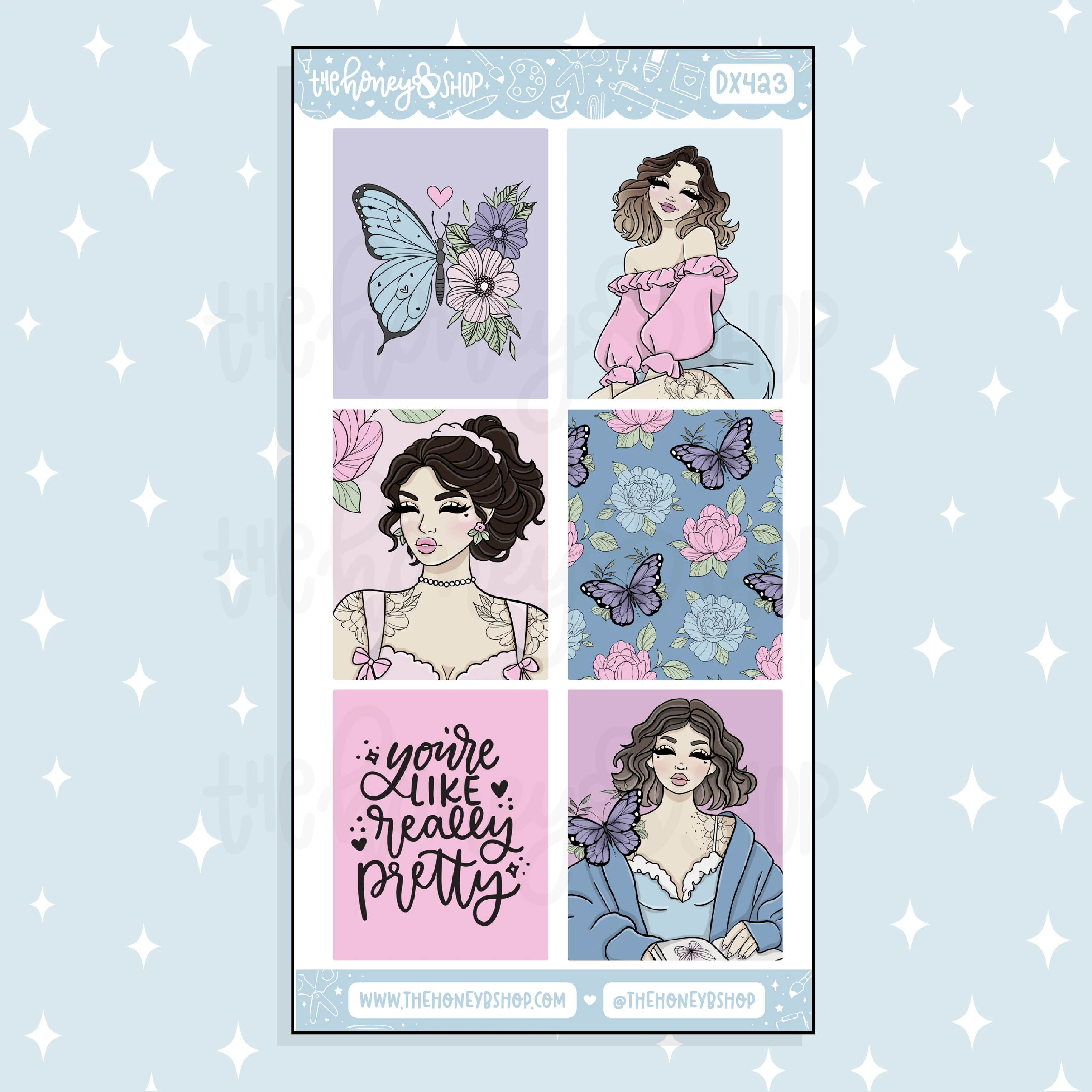 Floral Fantasy Full Boxes Doodle Sticker | May Patreon | Choose your Skin Tone! - Image 4