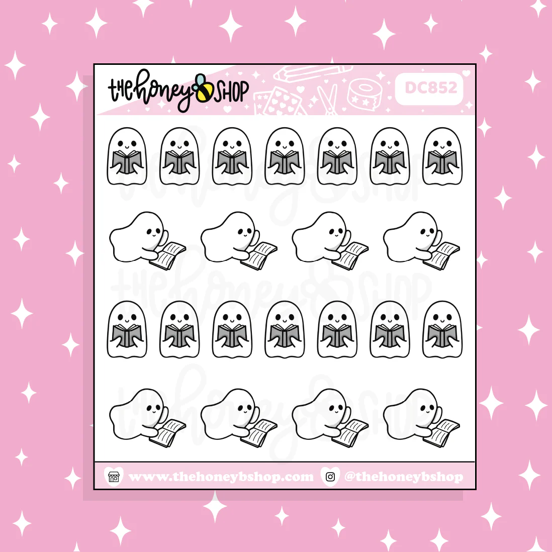 Ghostie Reading Doodle Sticker