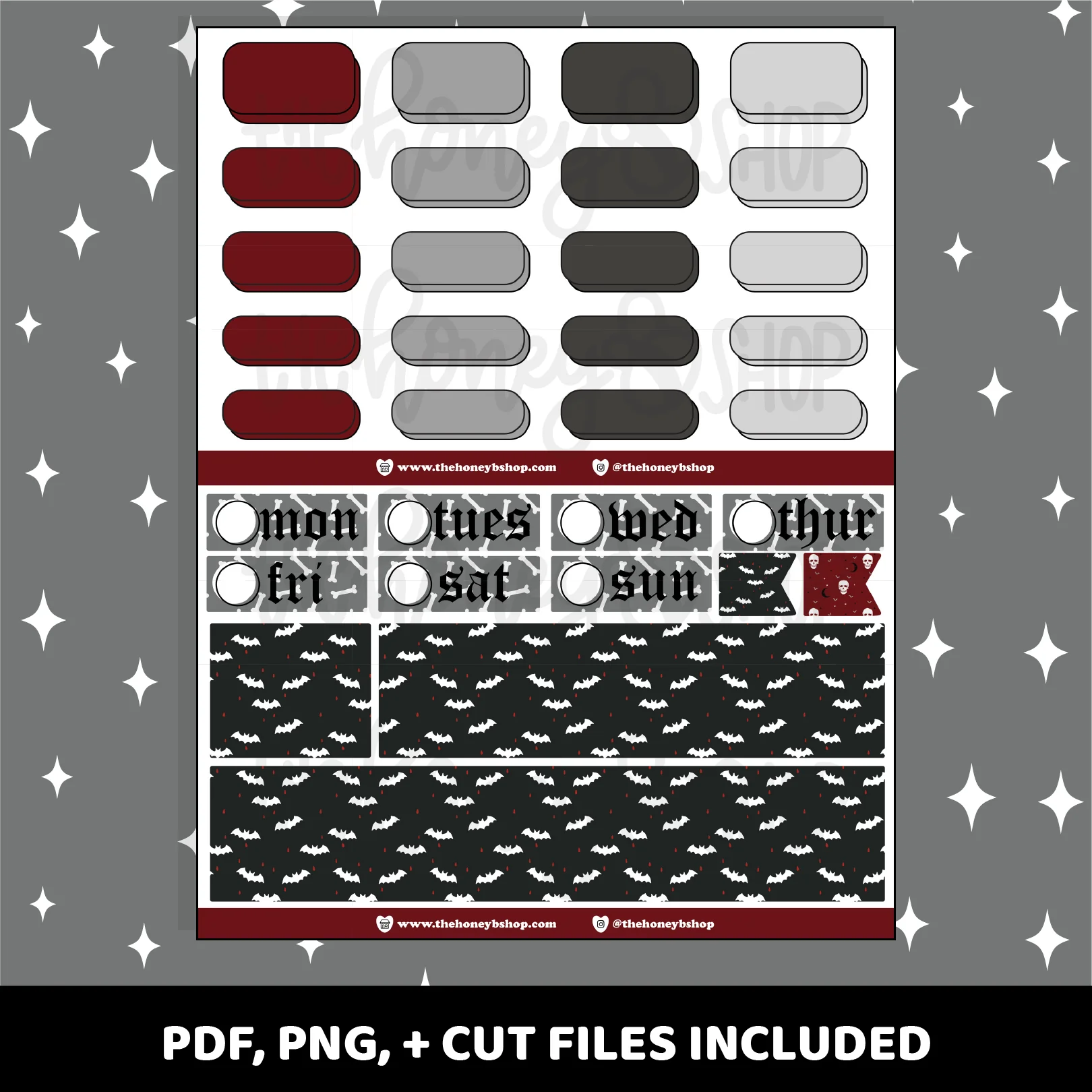 Gothic Printable Weekly Kit | Vertical Planner | Printable Planner Stickers - Image 3