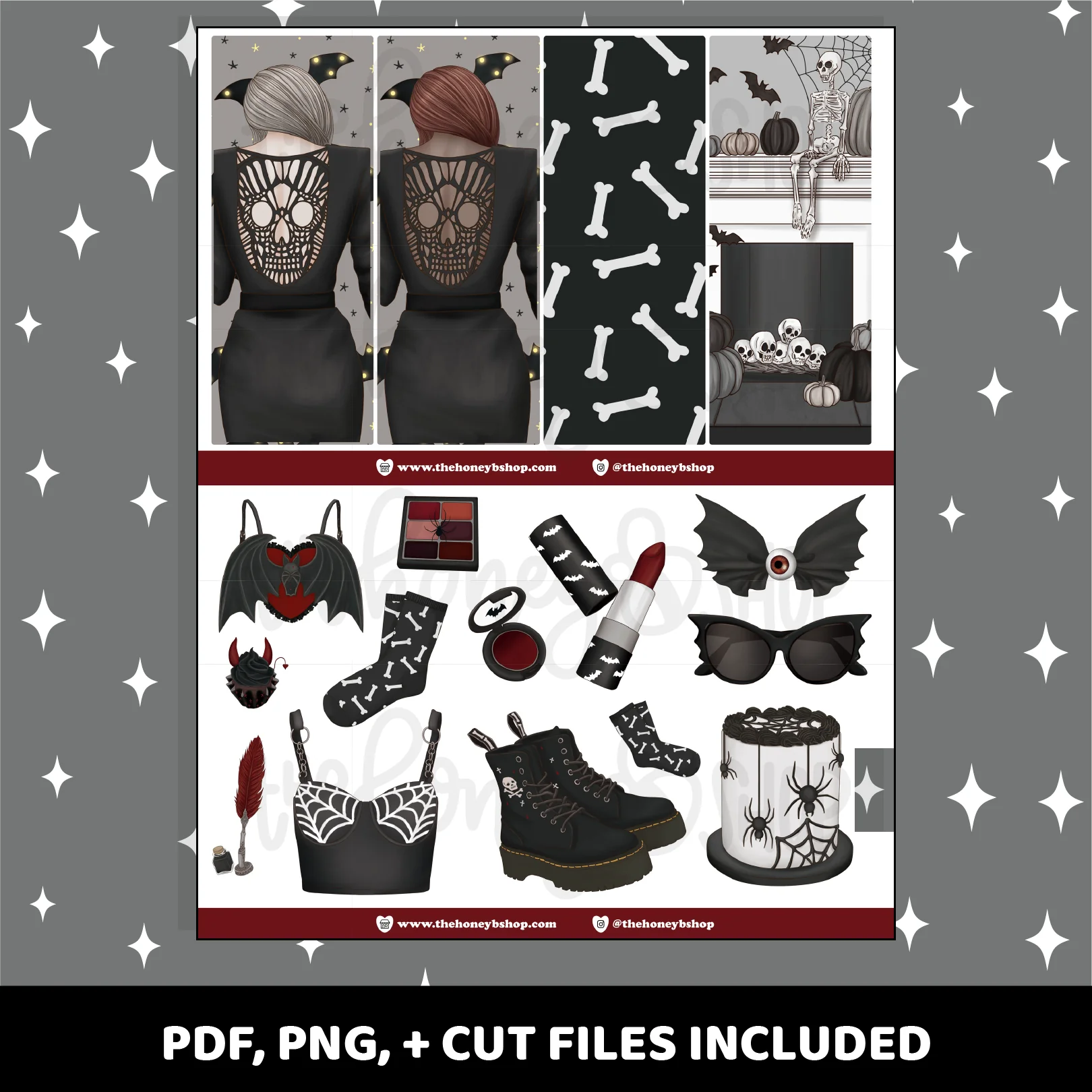 Gothic Printable Weekly Kit | Vertical Planner | Printable Planner Stickers - Image 6