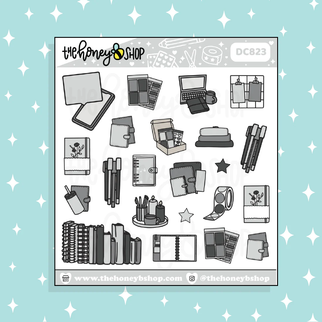 Grey Planner Sampler Doodle Sticker