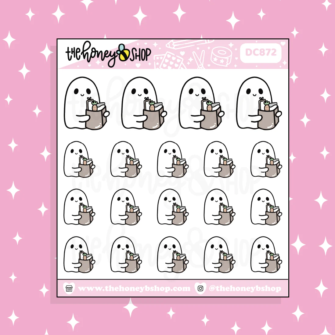 Groceries Ghostie Doodle Sticker