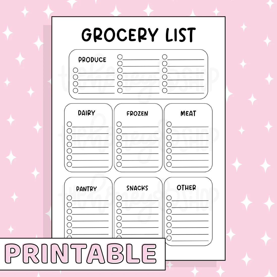 Grocery List Printable Bee-6 Full Page Sticker | B6 Planner | Printable Planner Stickers - Image 2