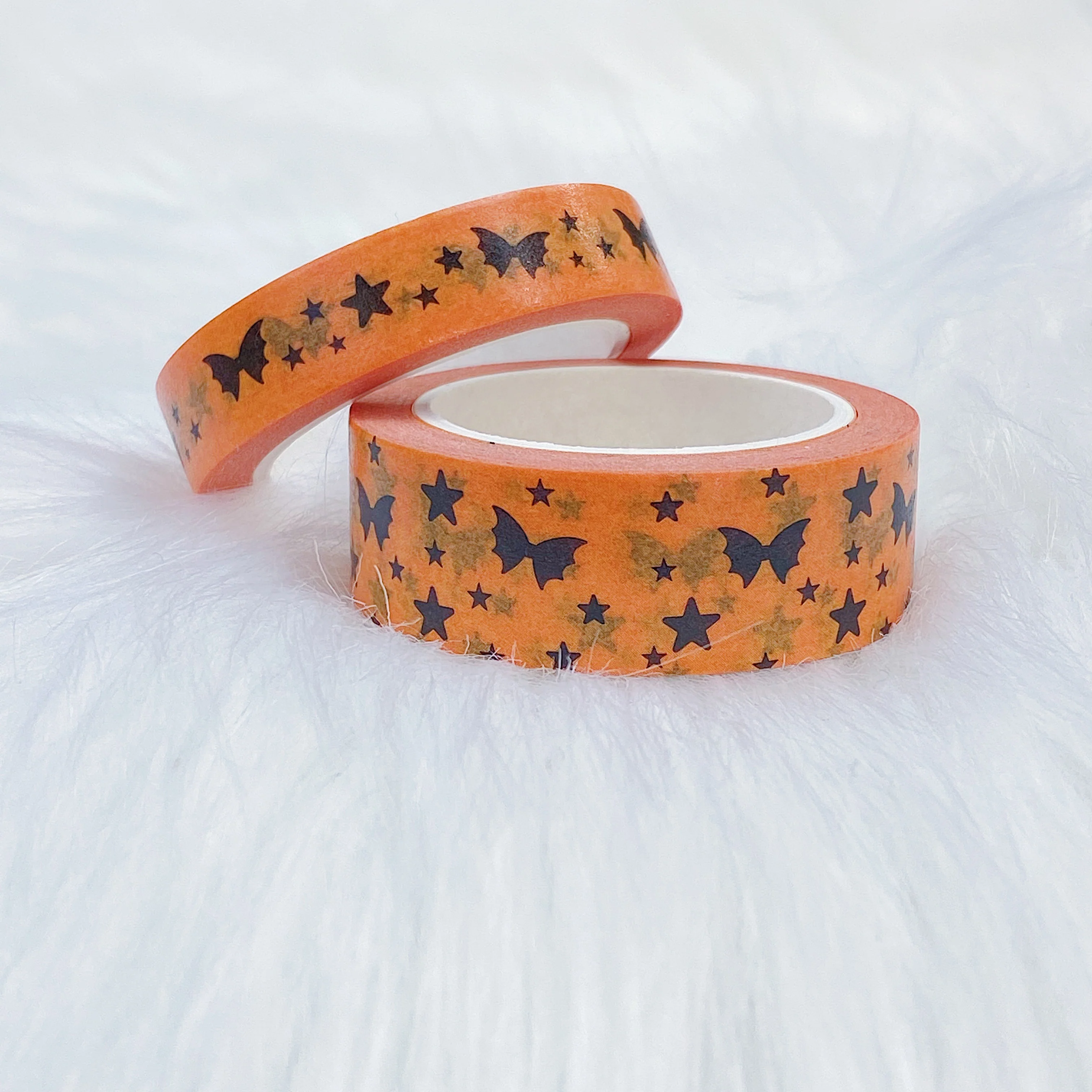 Halloween Black on Orange Bat Bow Magic Washi Tape Bundle | 15 + 10 MM | - Image 2