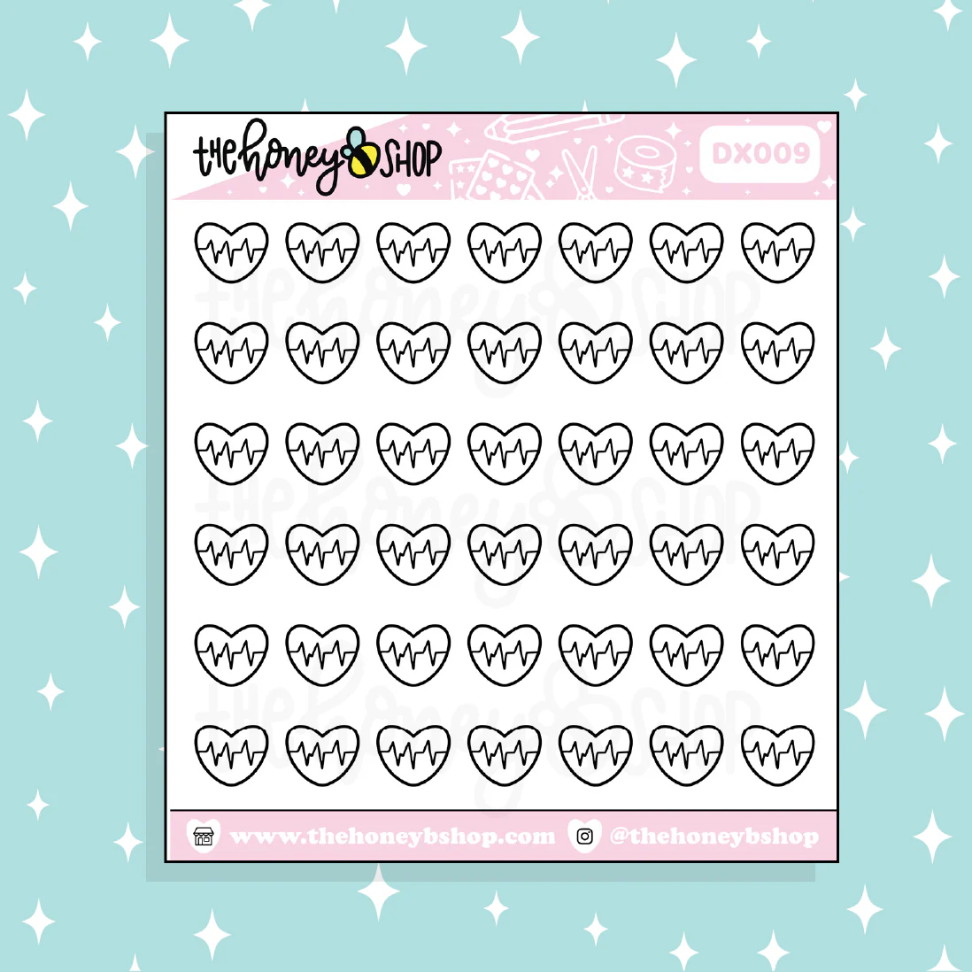 Heartbeat Heart Icon Doodle Sticker | Choose Your Color Option! - Image 3