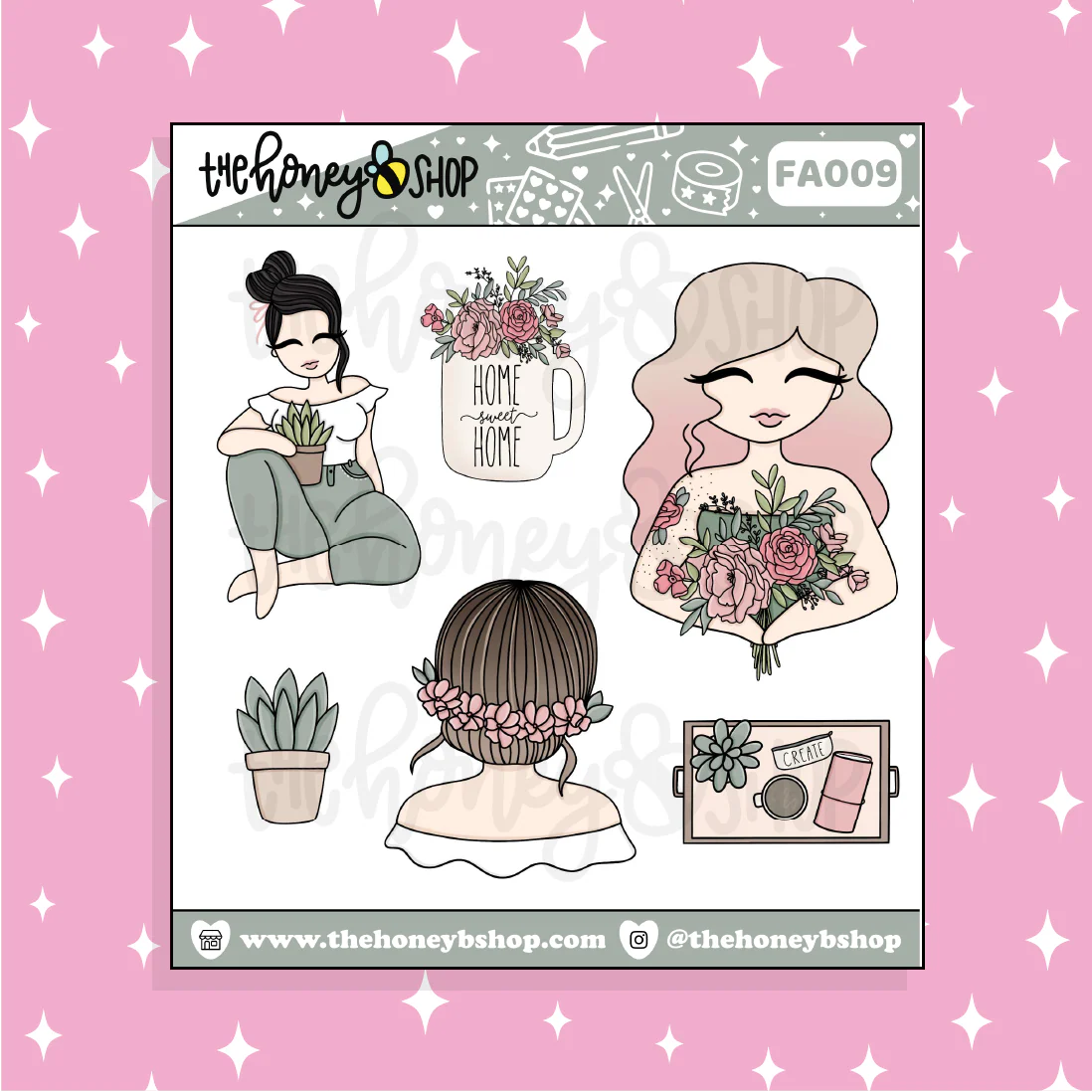 Home Sweet Home Babe Doodle Sticker | Choose your Skin Tone! - Image 2