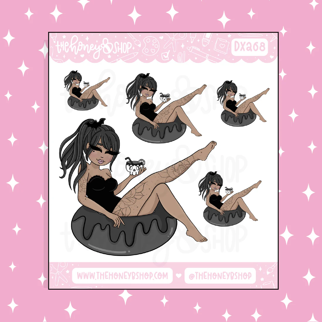 Hot Ghoul Summer Babe Doodle Sticker | Choose your Skin Tone! - Image 2