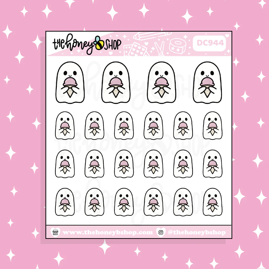 Ice Cream Ghostie Doodle Sticker