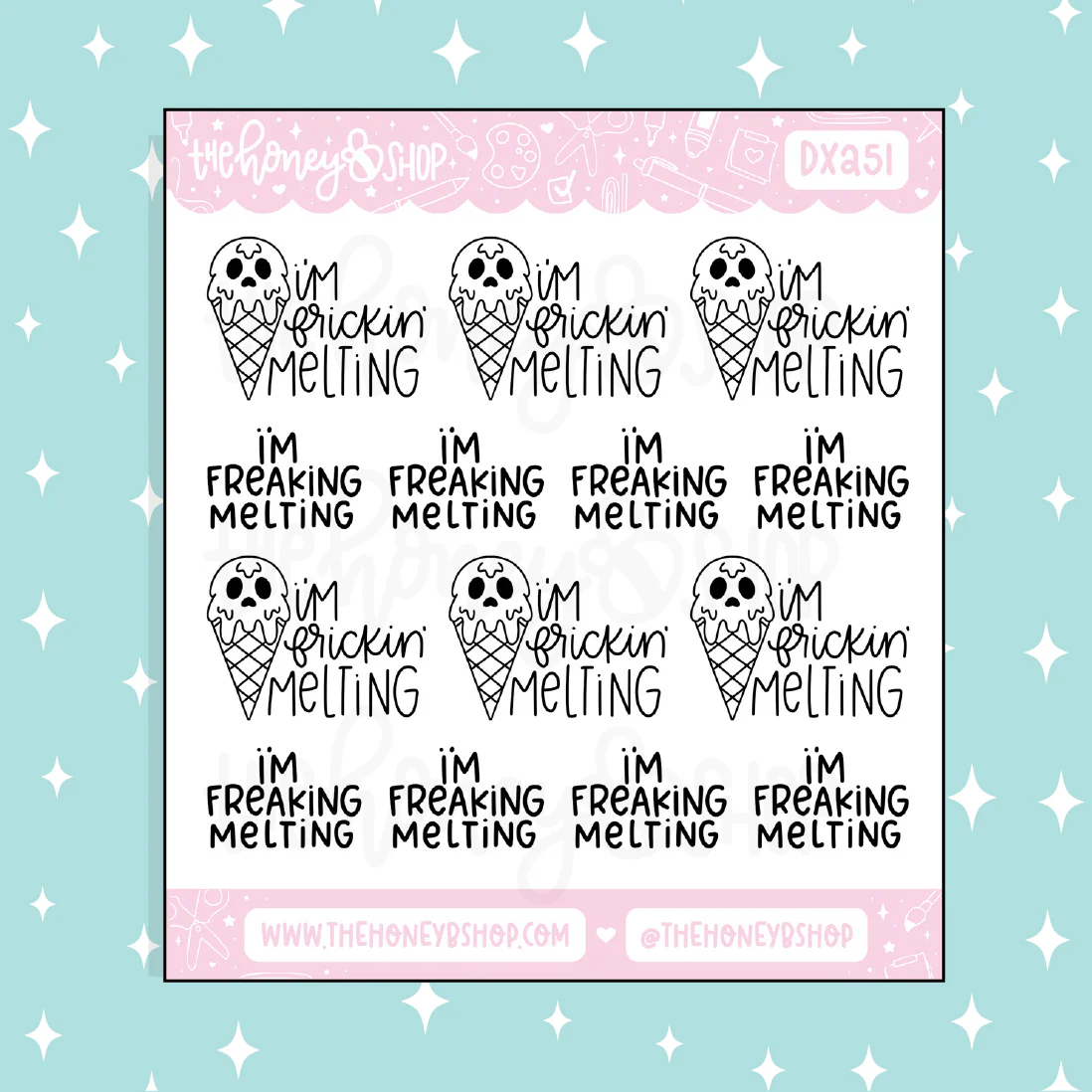 I'm Freaking Melting Lettering Doodle Sticker