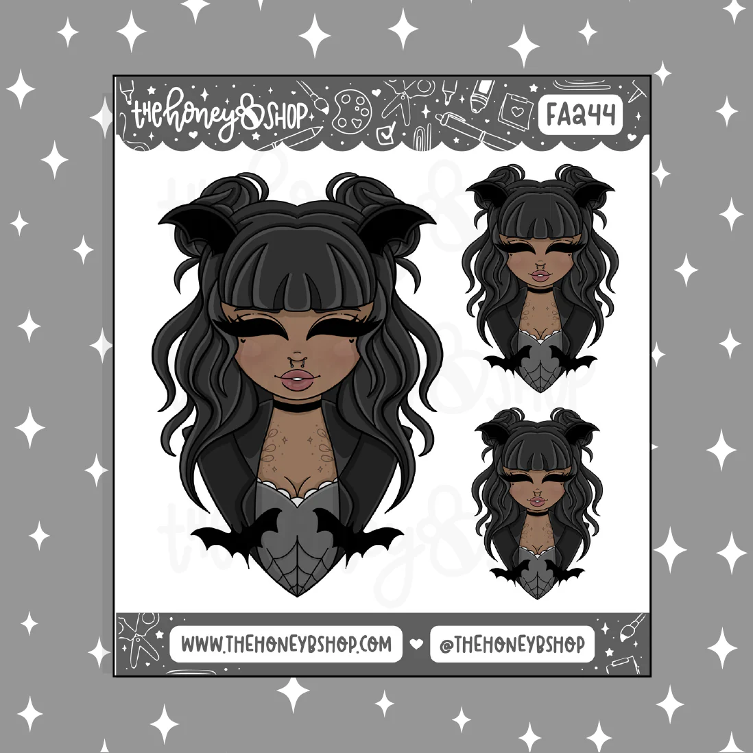 It's Frickin' Bats Babe Doodle Sticker | Choose your Skin Tone! - Image 3