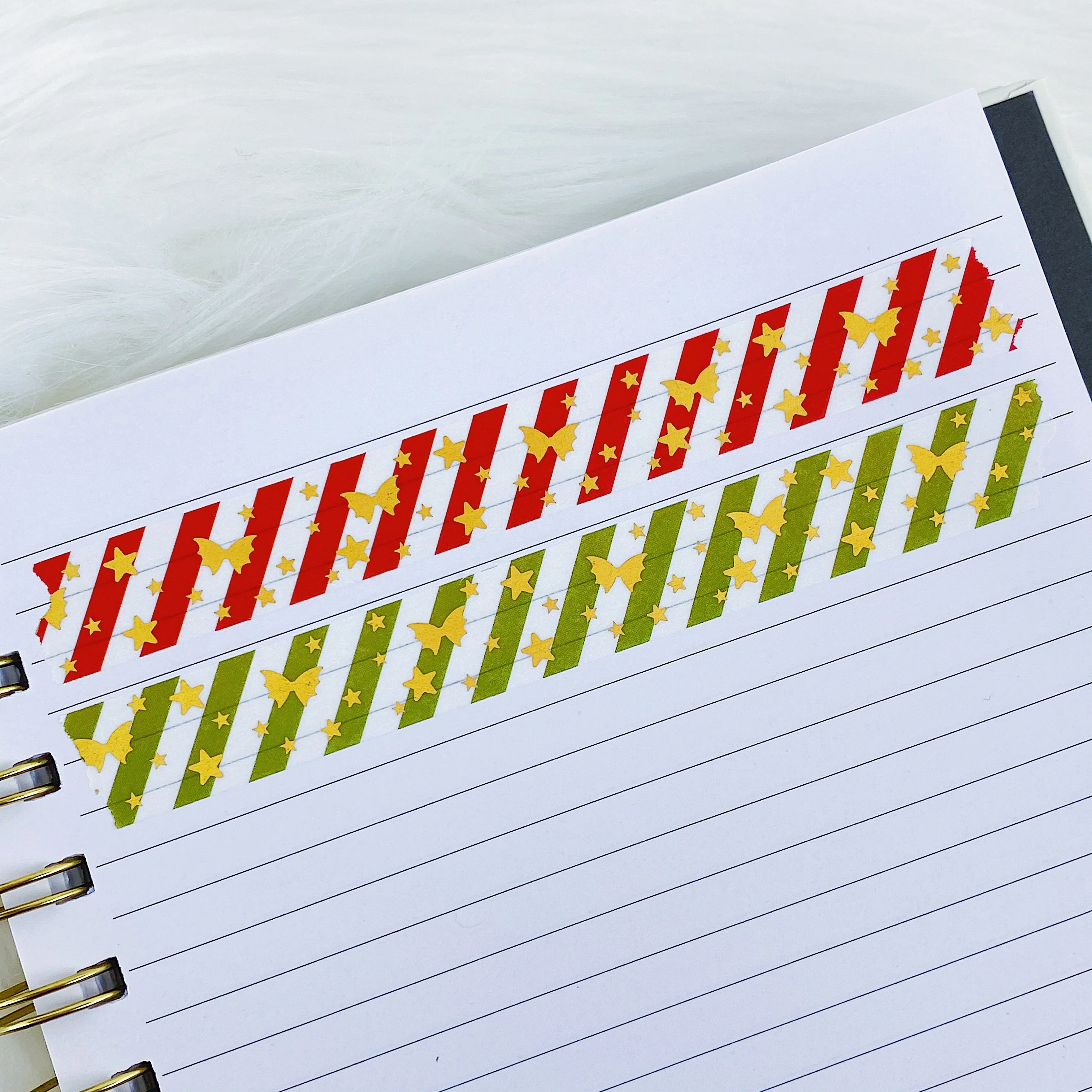 Red Striped + Gold Holo Bat Bow Washi Bundle - Image 3