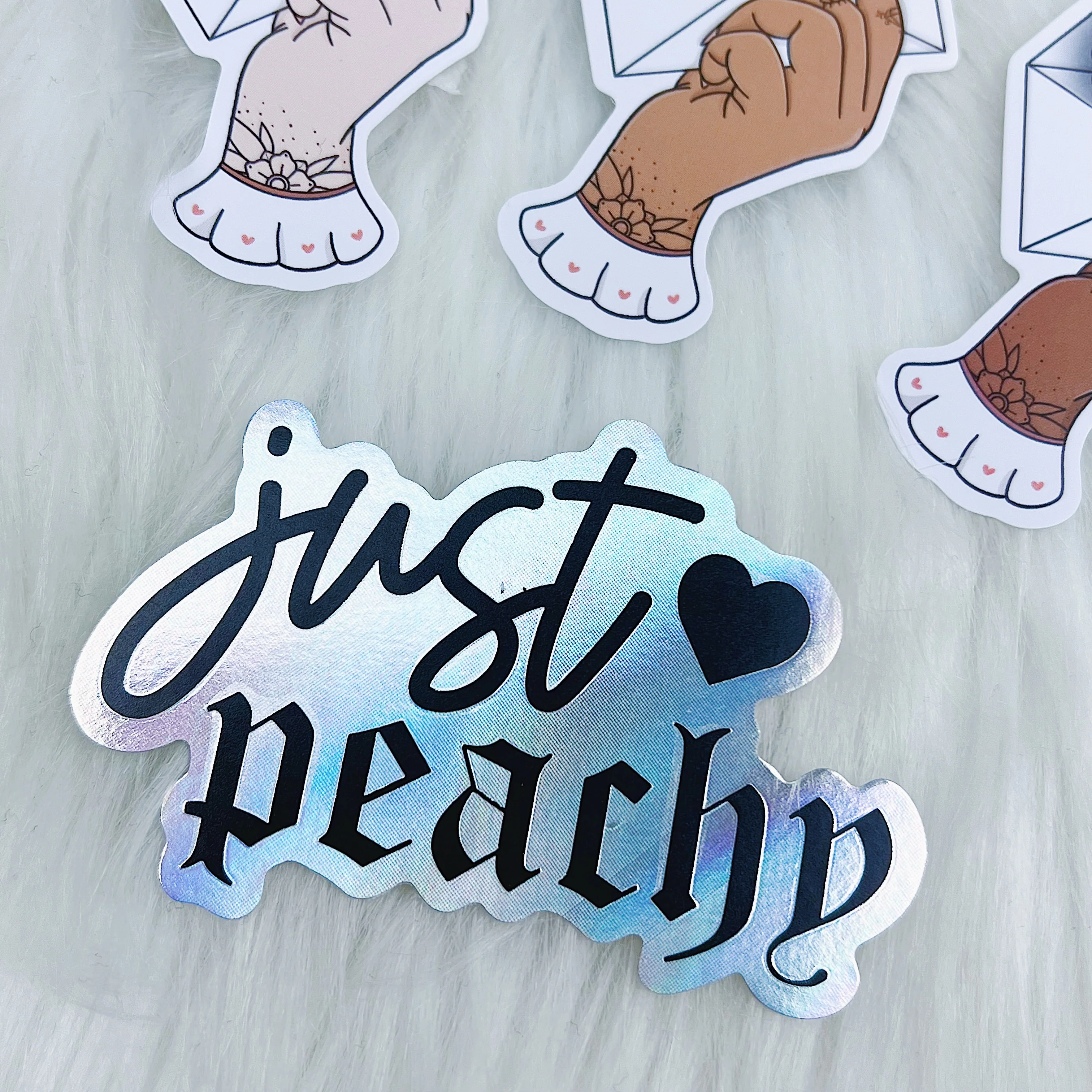 Just Peachy Sticker Vinyl Die Cut Pack | Holographic Foiled | ALL Skin Tones Included! - Image 5