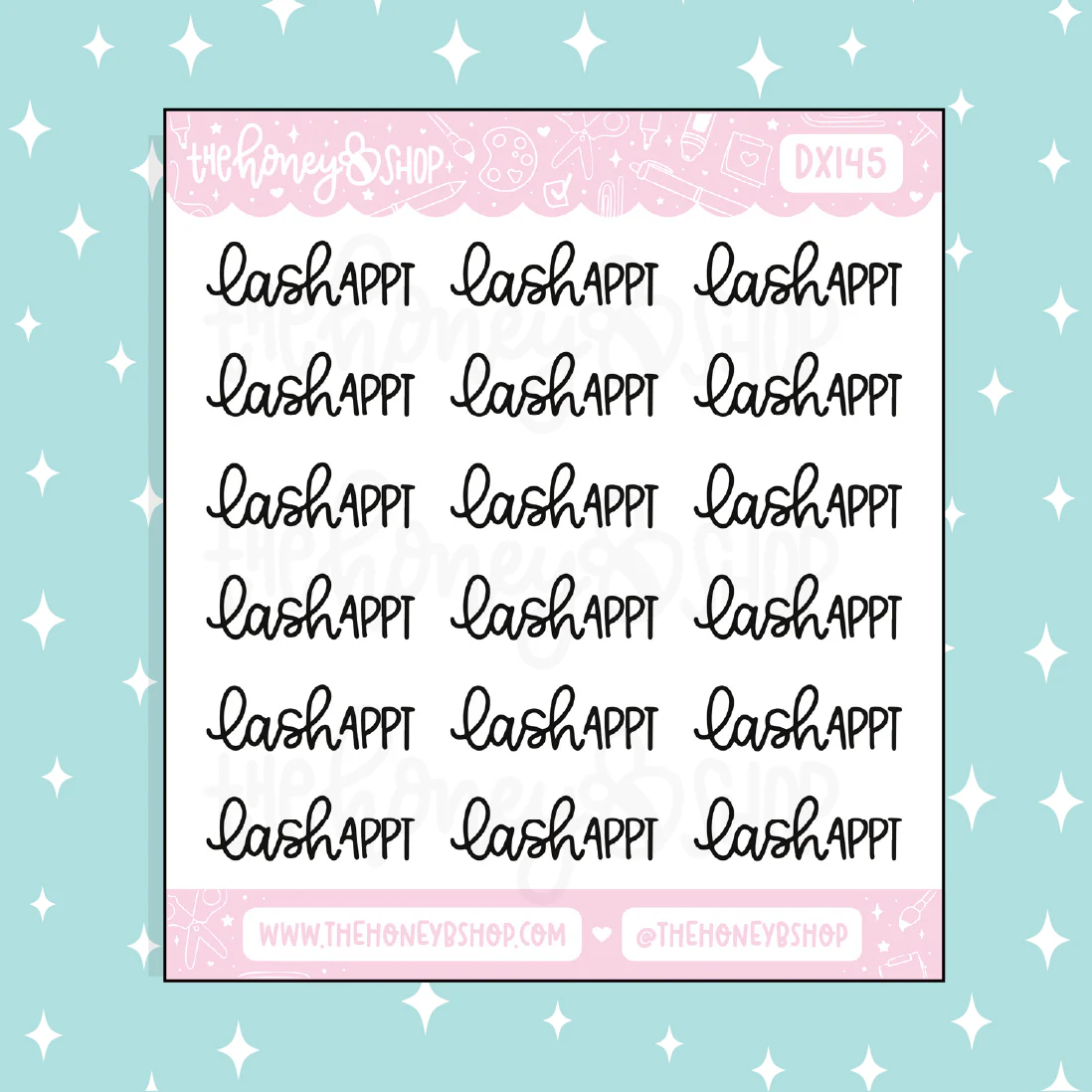 Lash Appt Lettering Doodle Sticker