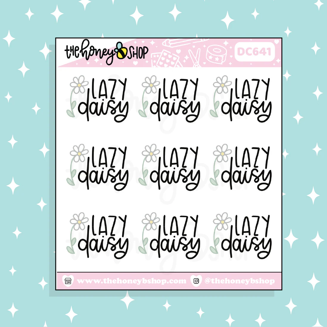 Lazy Daisy Lettering Doodle Sticker
