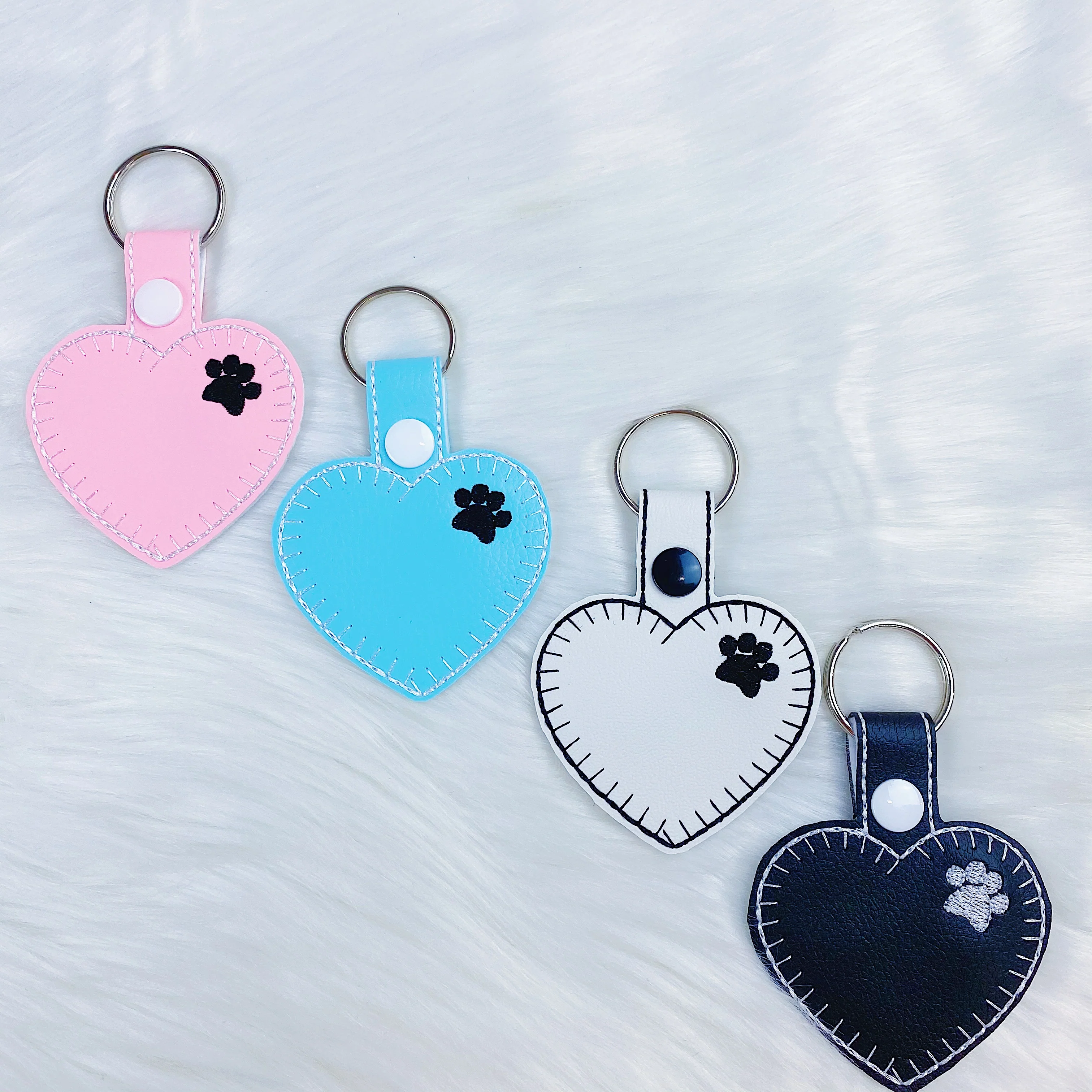 Light Blue Paw Print Heart Feltie Snap-Tab Charm - Image 2